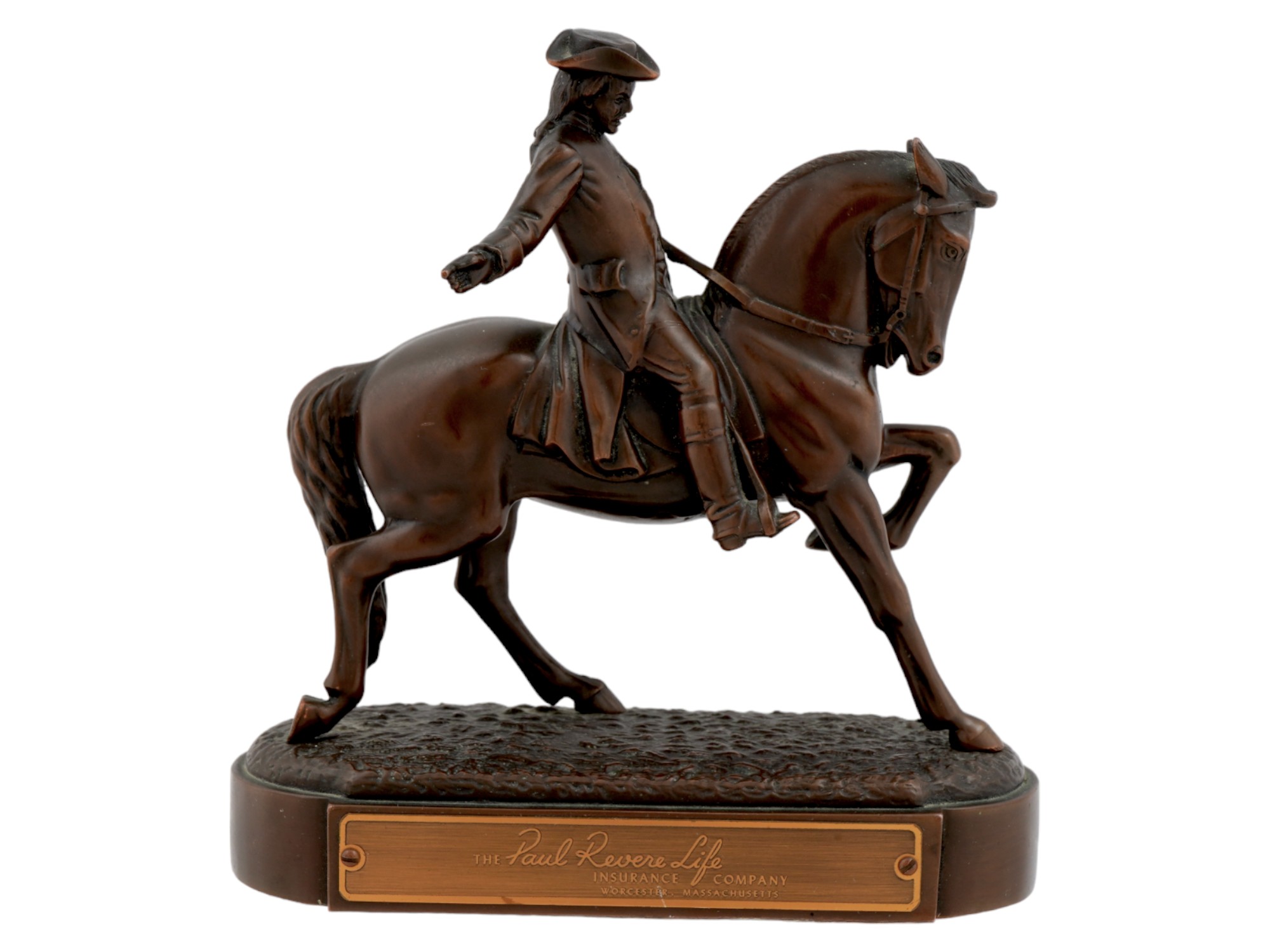 AMERICAN BRONZE EQUESTRIAN FIGURINE OF PAUL REVERE PIC-1