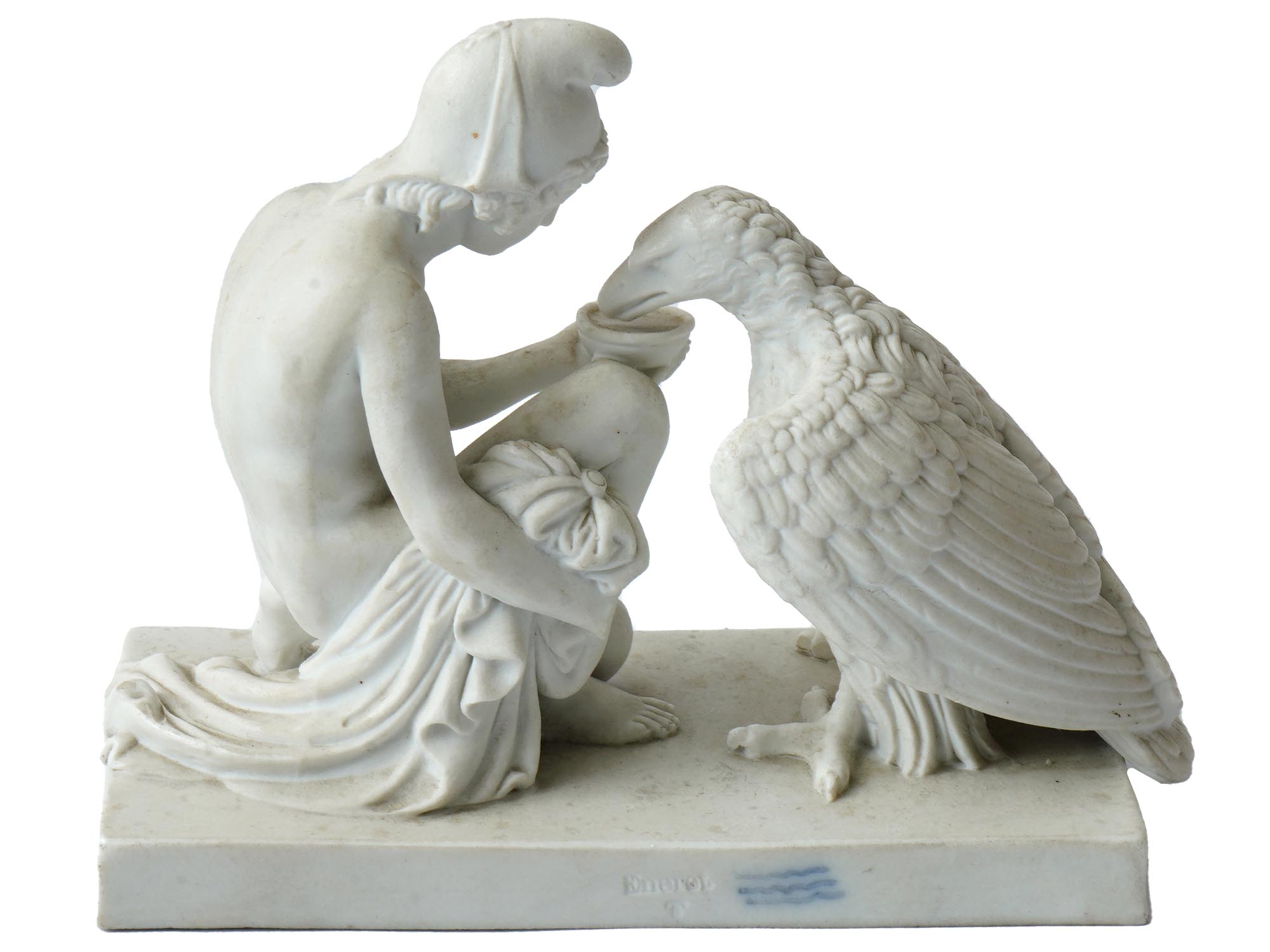 ANTIQUE PARIAN PORCELAIN FIGURE GANIMED AND THE EAGLE PIC-2