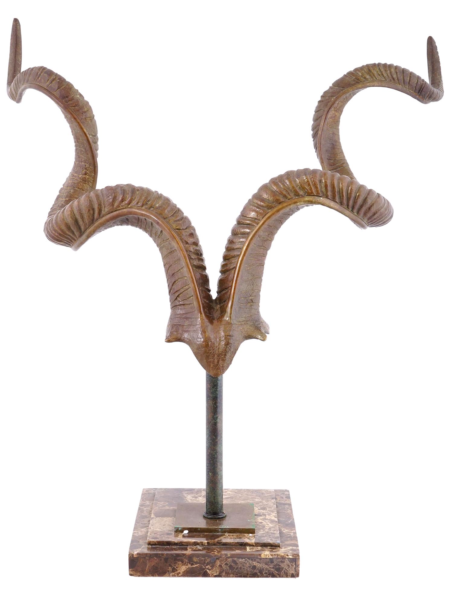 BRONZE HORNS FIGURE BY MAITLAND SMITH WITH MARBLE BASE PIC-2