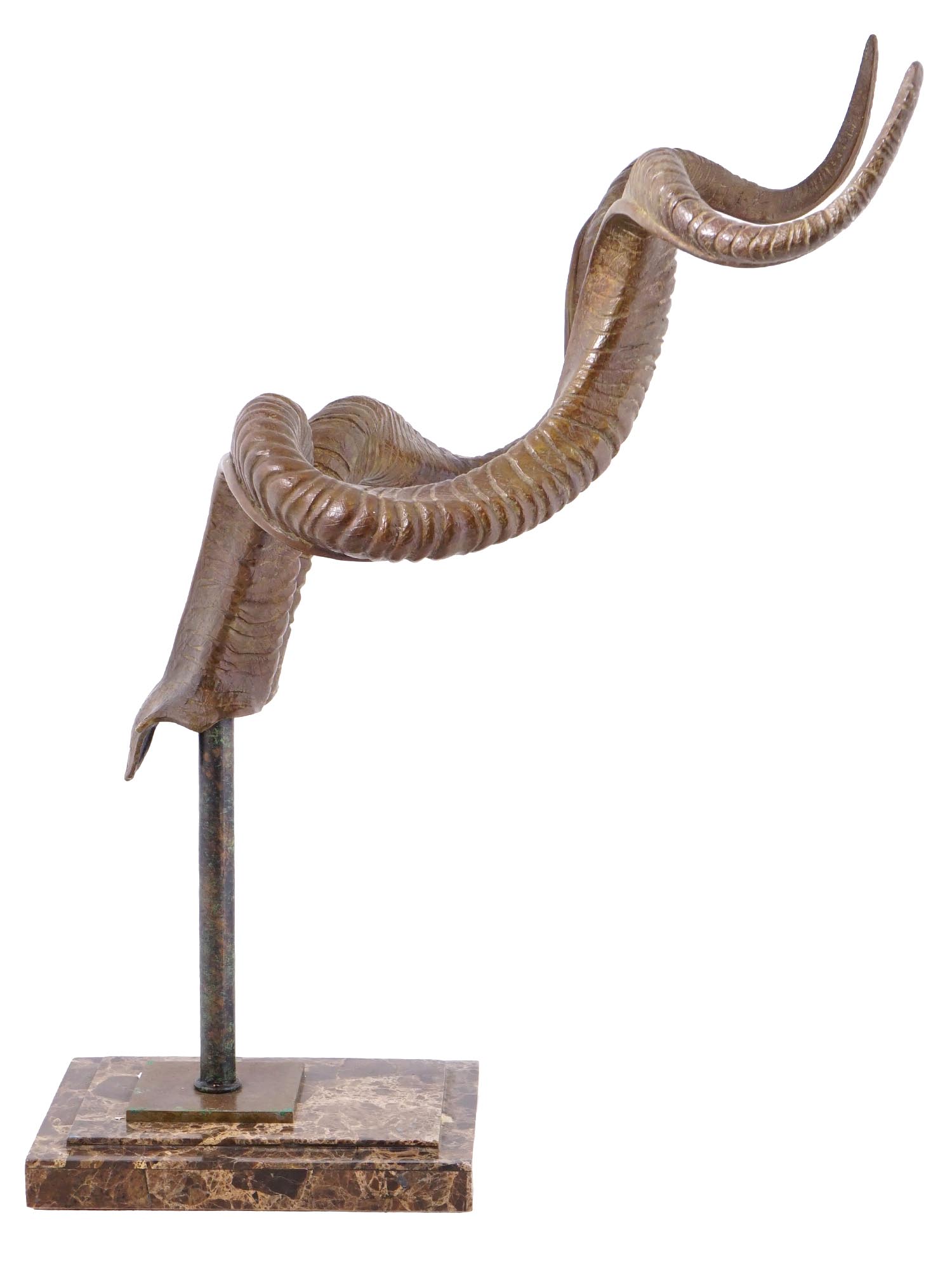 BRONZE HORNS FIGURE BY MAITLAND SMITH WITH MARBLE BASE PIC-3