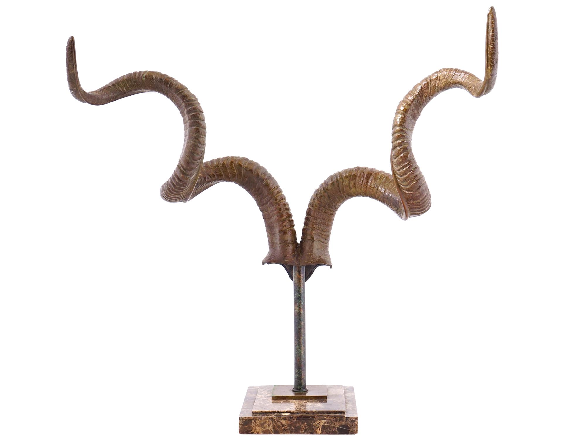BRONZE HORNS FIGURE BY MAITLAND SMITH WITH MARBLE BASE PIC-0