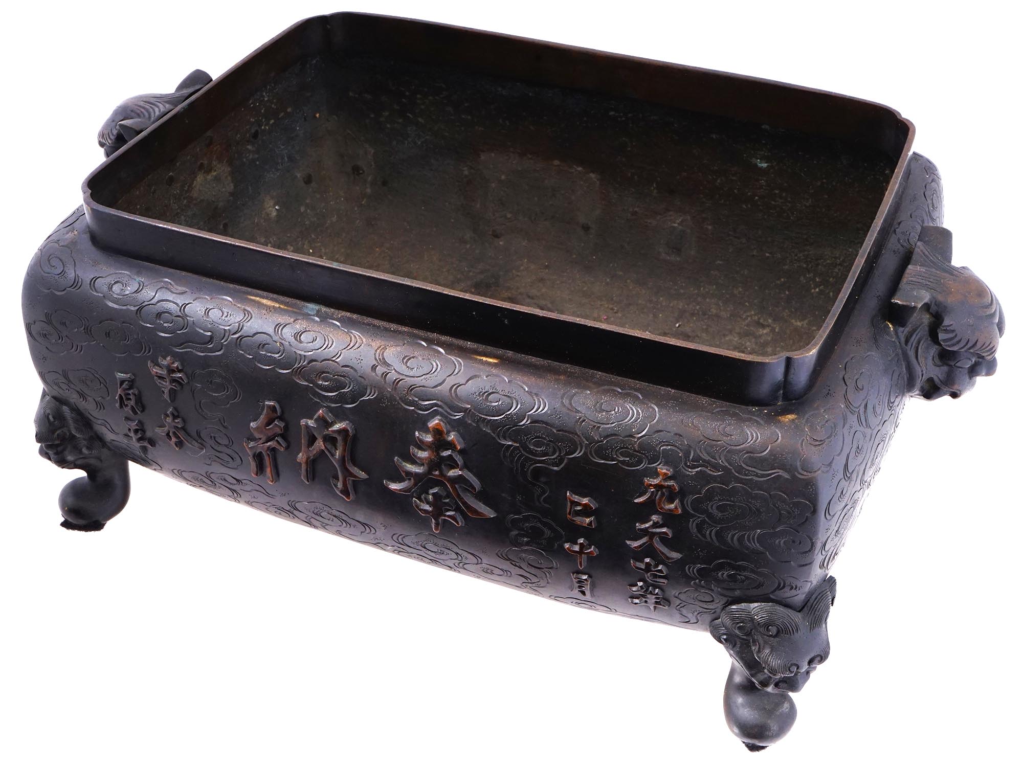 LARGE ANTIQUE MEIJI JAPANESE BRONZE INCENSE BURNER PIC-8