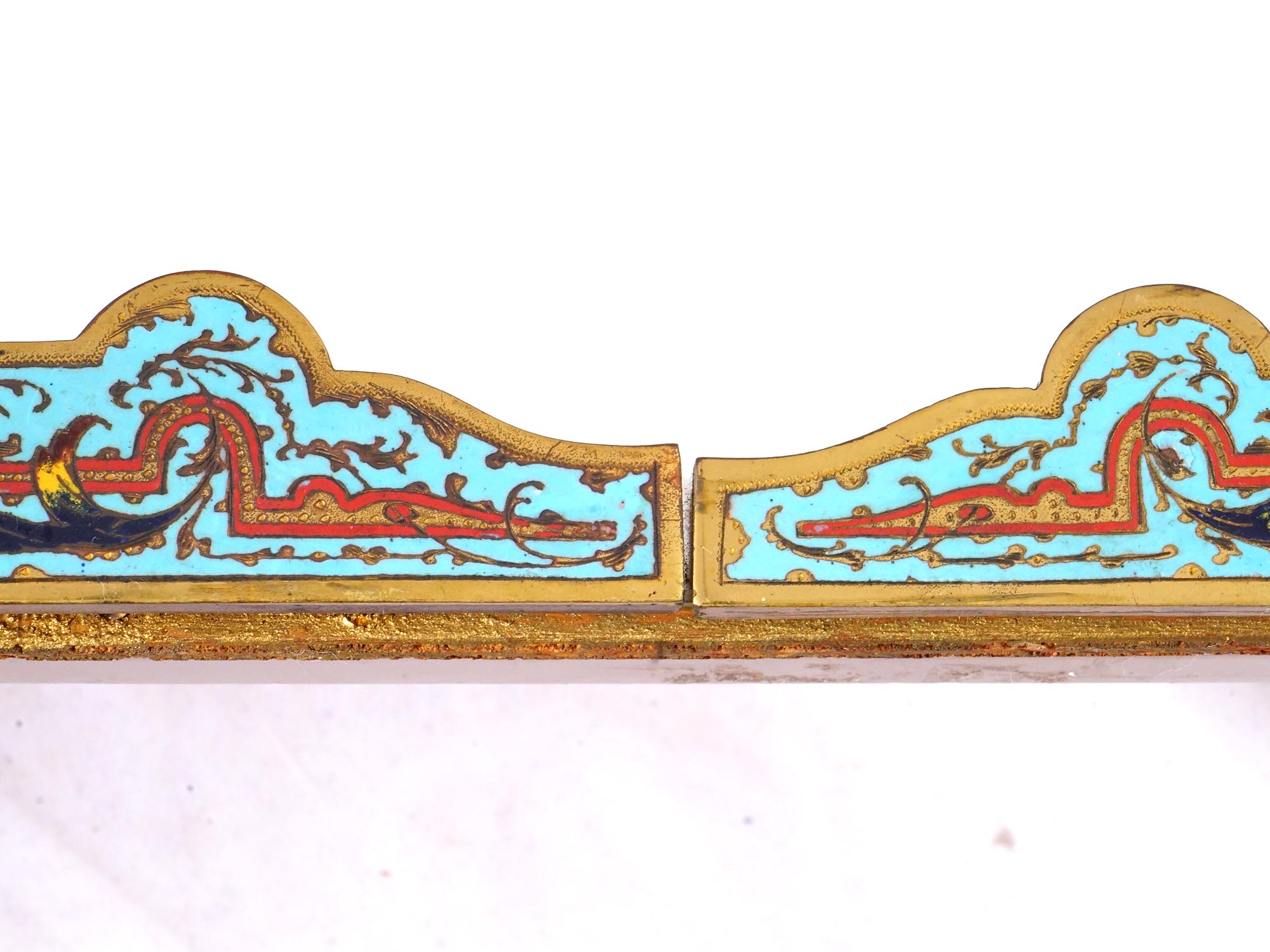 ART NOUVEAU FRENCH CHAMPLEVE ENAMEL WALL MIRROR PIC-4