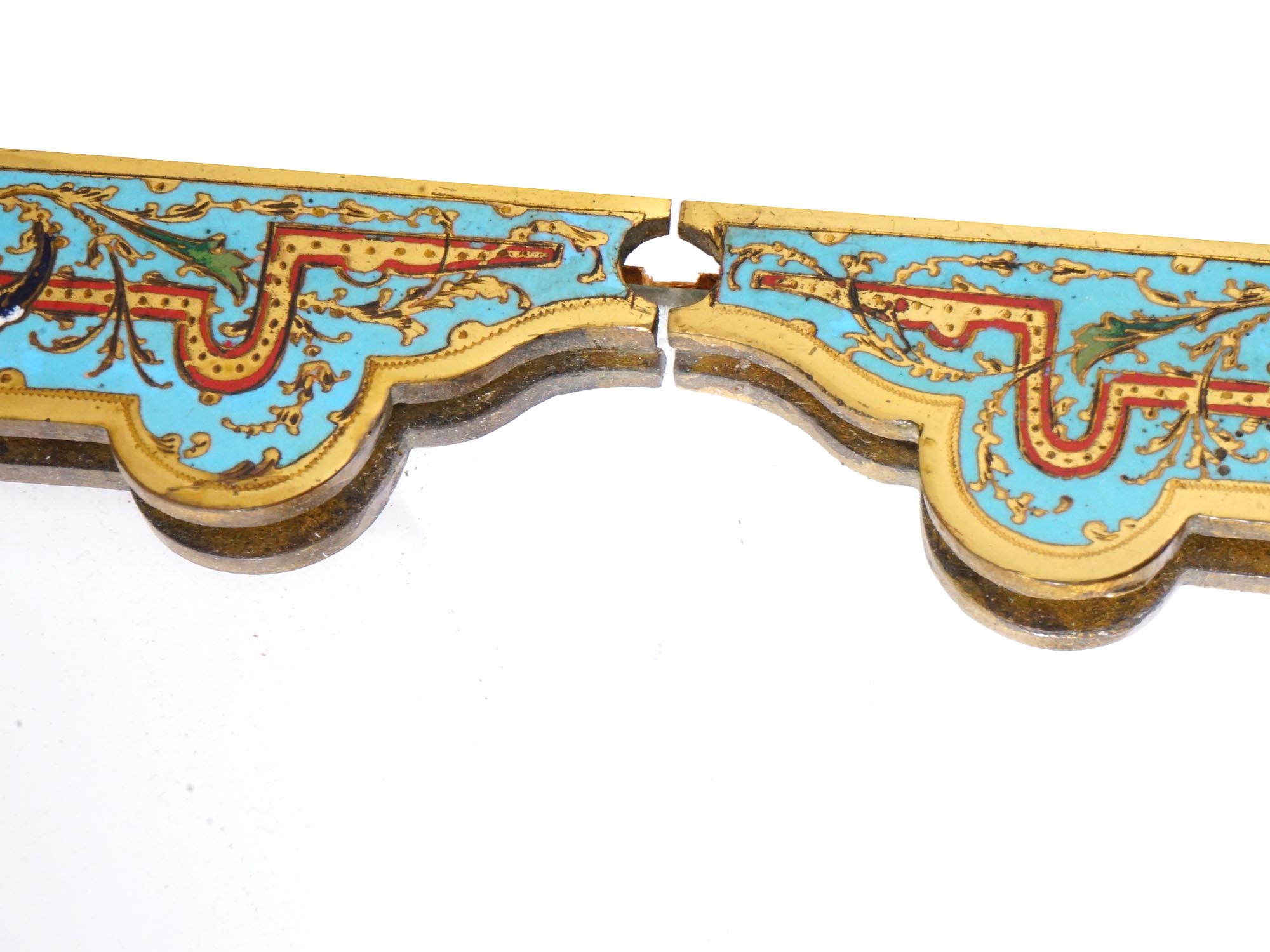 ART NOUVEAU FRENCH CHAMPLEVE ENAMEL WALL MIRROR PIC-5