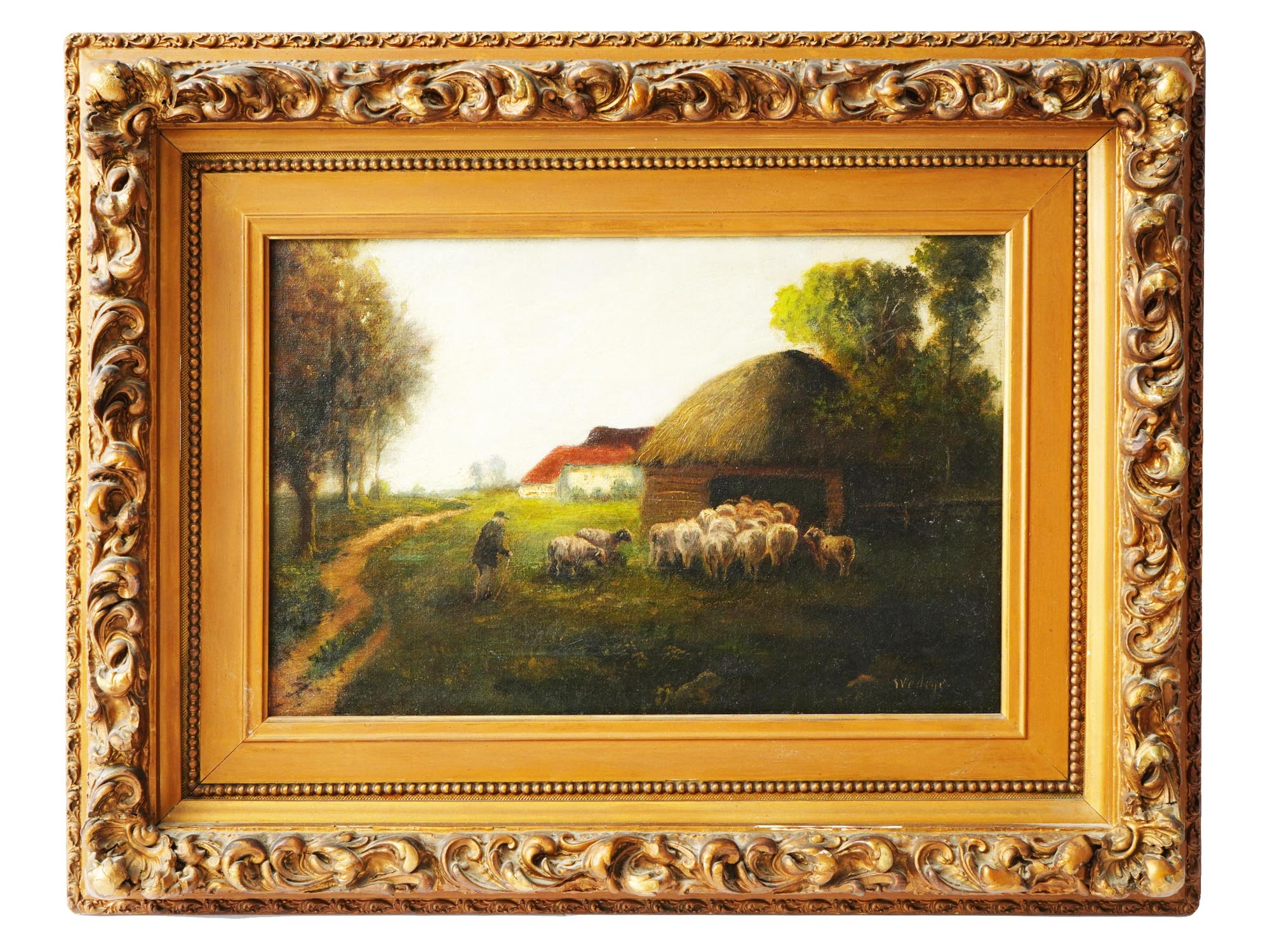 DUTCH RURAL LANDSCAPE OIL PAINTING BY VAN WEDEGE PIC-0