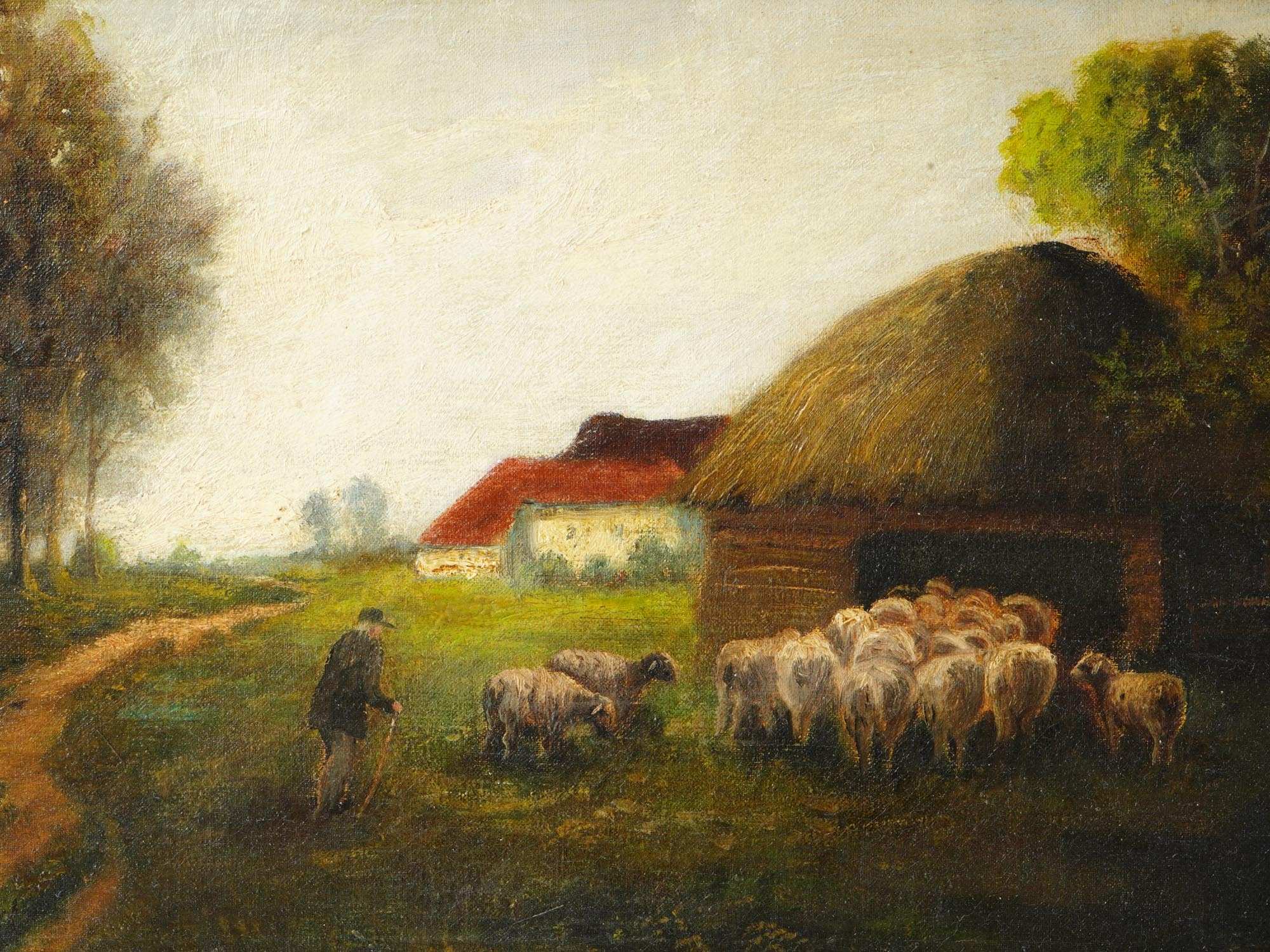 DUTCH RURAL LANDSCAPE OIL PAINTING BY VAN WEDEGE PIC-1