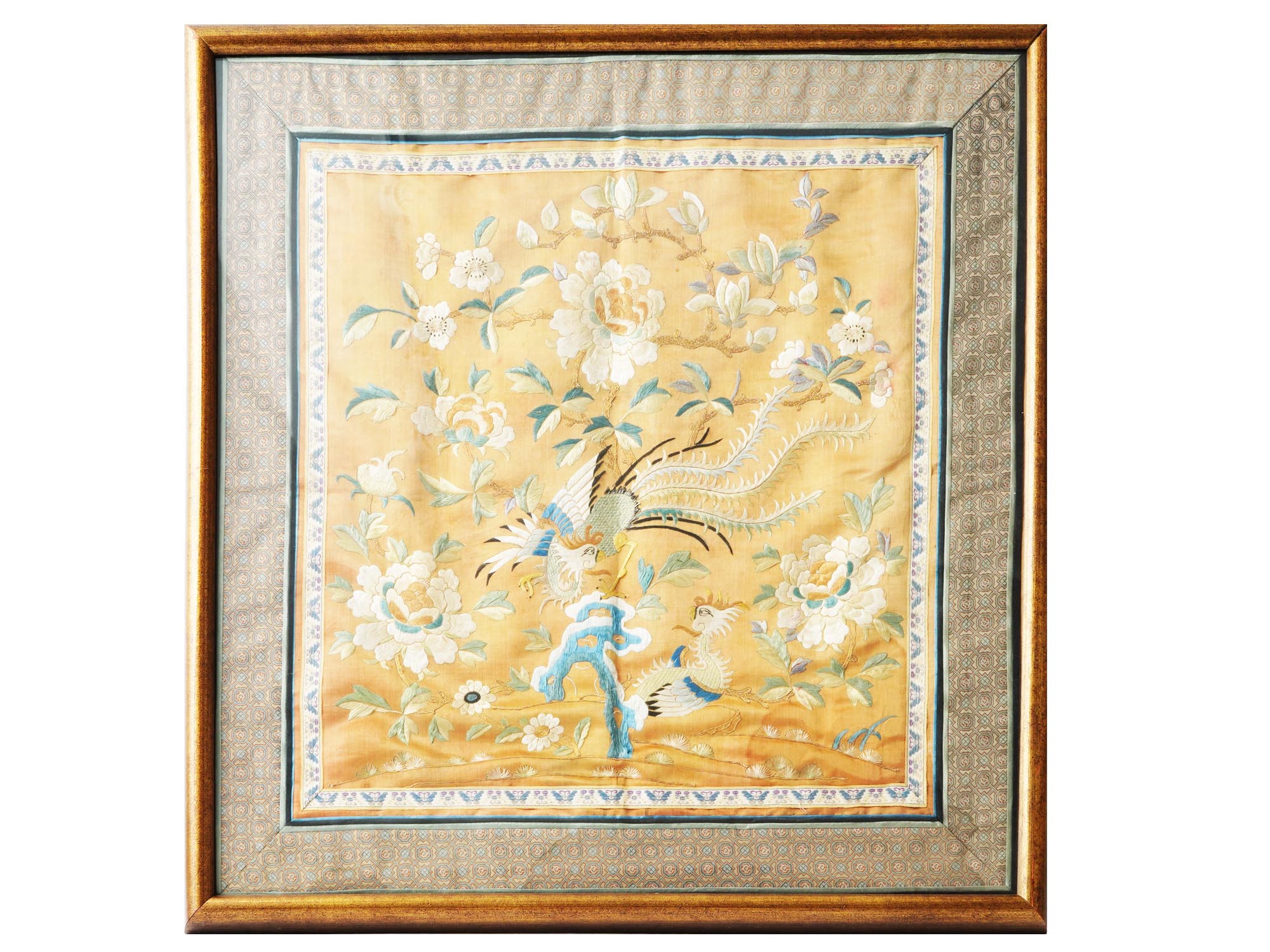 ANTIQUE CHINESE QING EMBROIDERED SILK WALL PANEL PIC-0