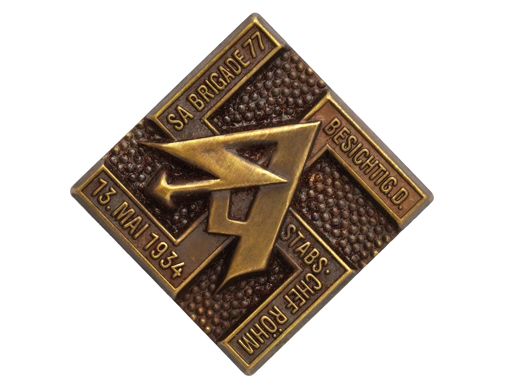 PRE WWII NAZI GERMAN SA BRIGADE 77 ERNST ROHM DAY BADGE PIC-0