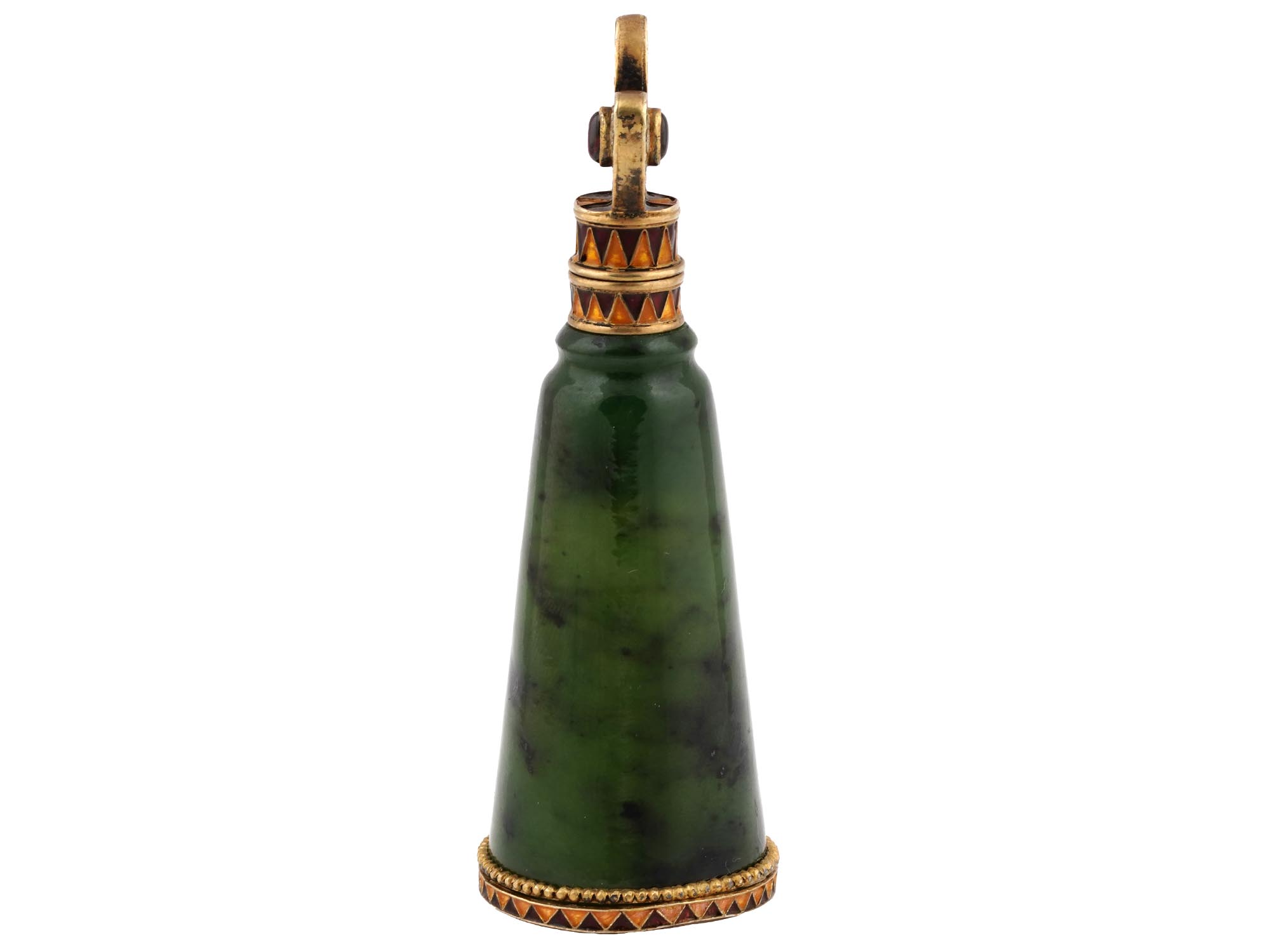 RUSSIAN SILVER ENAMEL NEPHRITE JADE PERFUME BOTTLE PIC-2