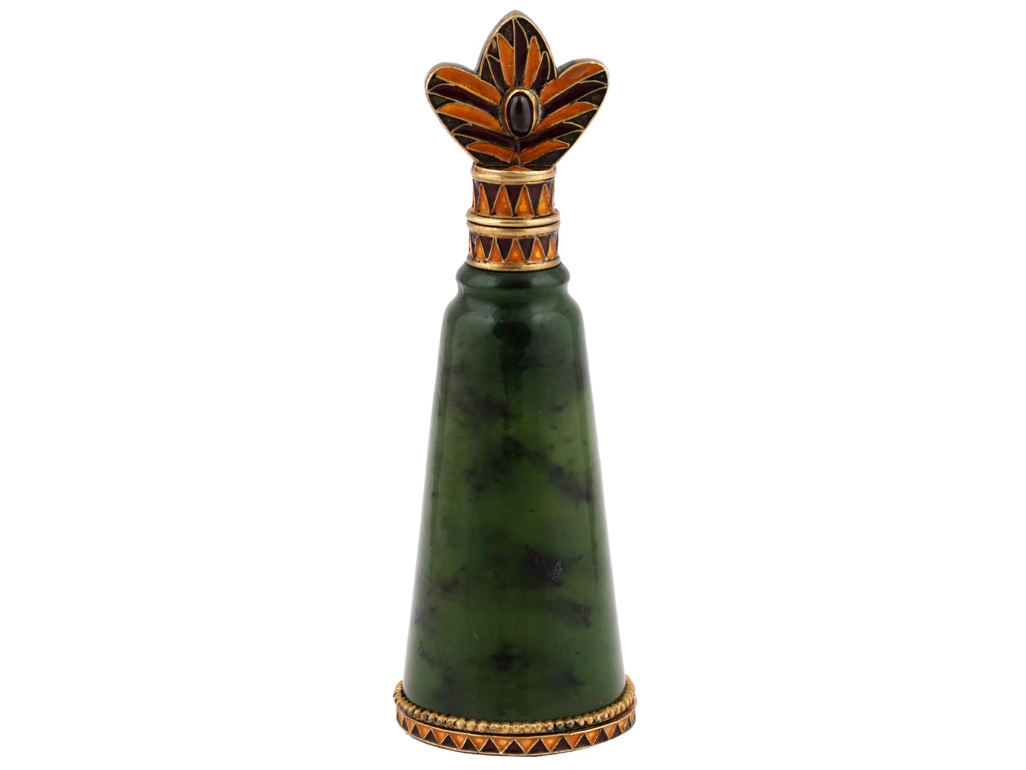 RUSSIAN SILVER ENAMEL NEPHRITE JADE PERFUME BOTTLE PIC-3