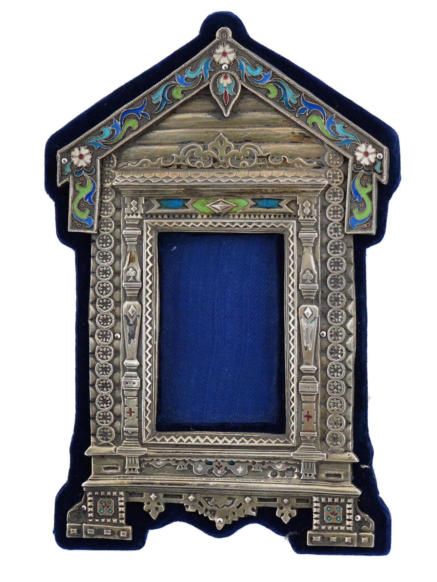 RUSSIAN 84 SILVER CLOISONNE ENAMEL PICTURE FRAME PIC-0