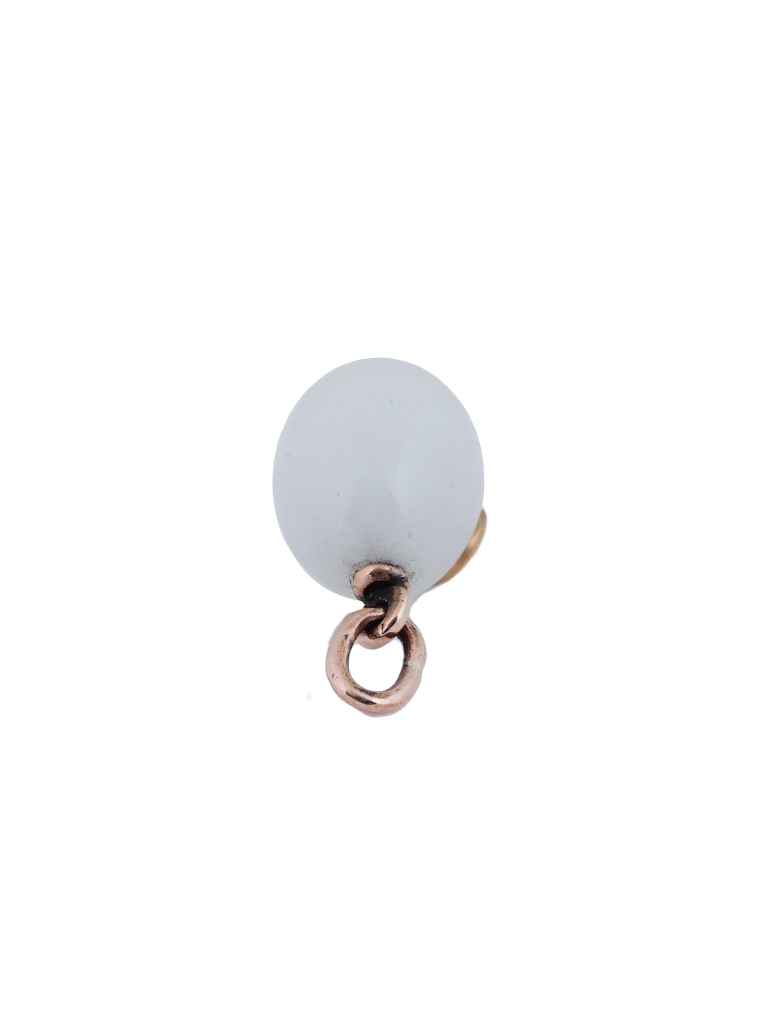 RUSSIAN 14K GOLD WHITE JADE AND DIAMOND EGG PENDANT PIC-1