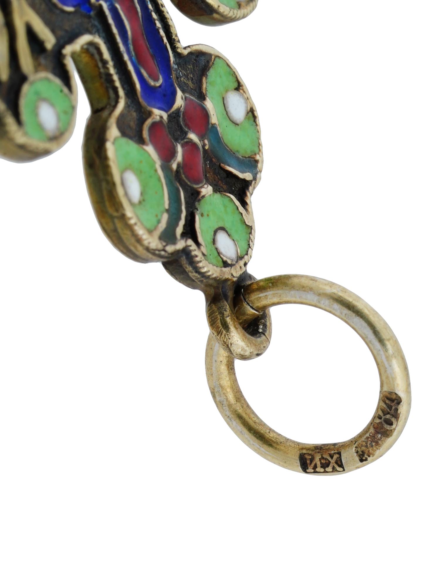 RUSSIAN GILT SILVER ENAMEL ORTHODOX CROSS PENDANT PIC-4