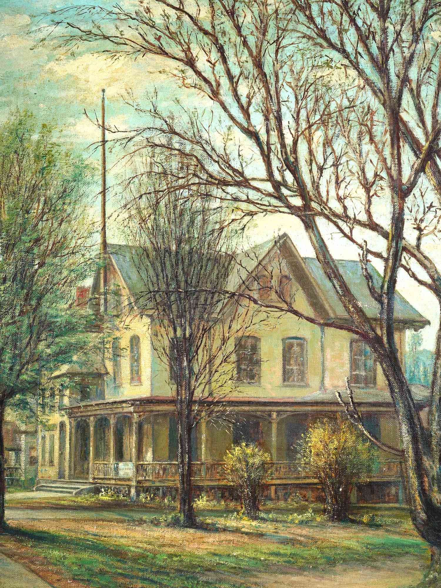 WEST ORANGE TOWN HALL PAINTING FRANCIS R. BOGDAN PIC-1