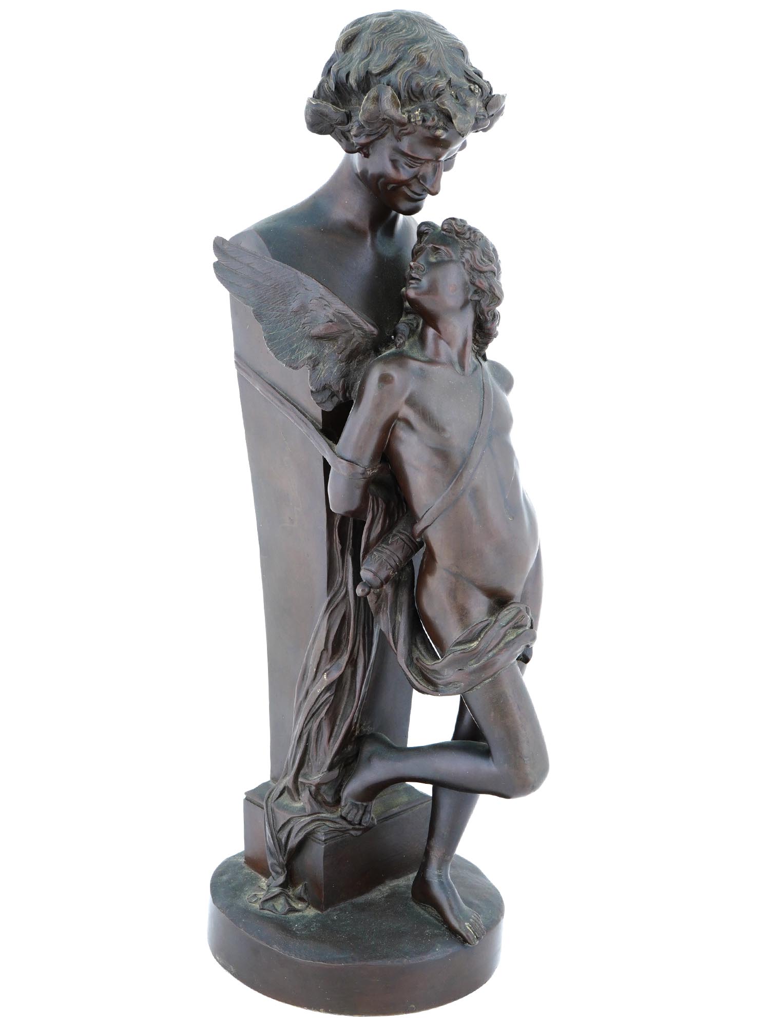 FRENCH BRONZE SCULPTURE BY FELIX SANZEL LAMOUR CAPTIF PIC-0