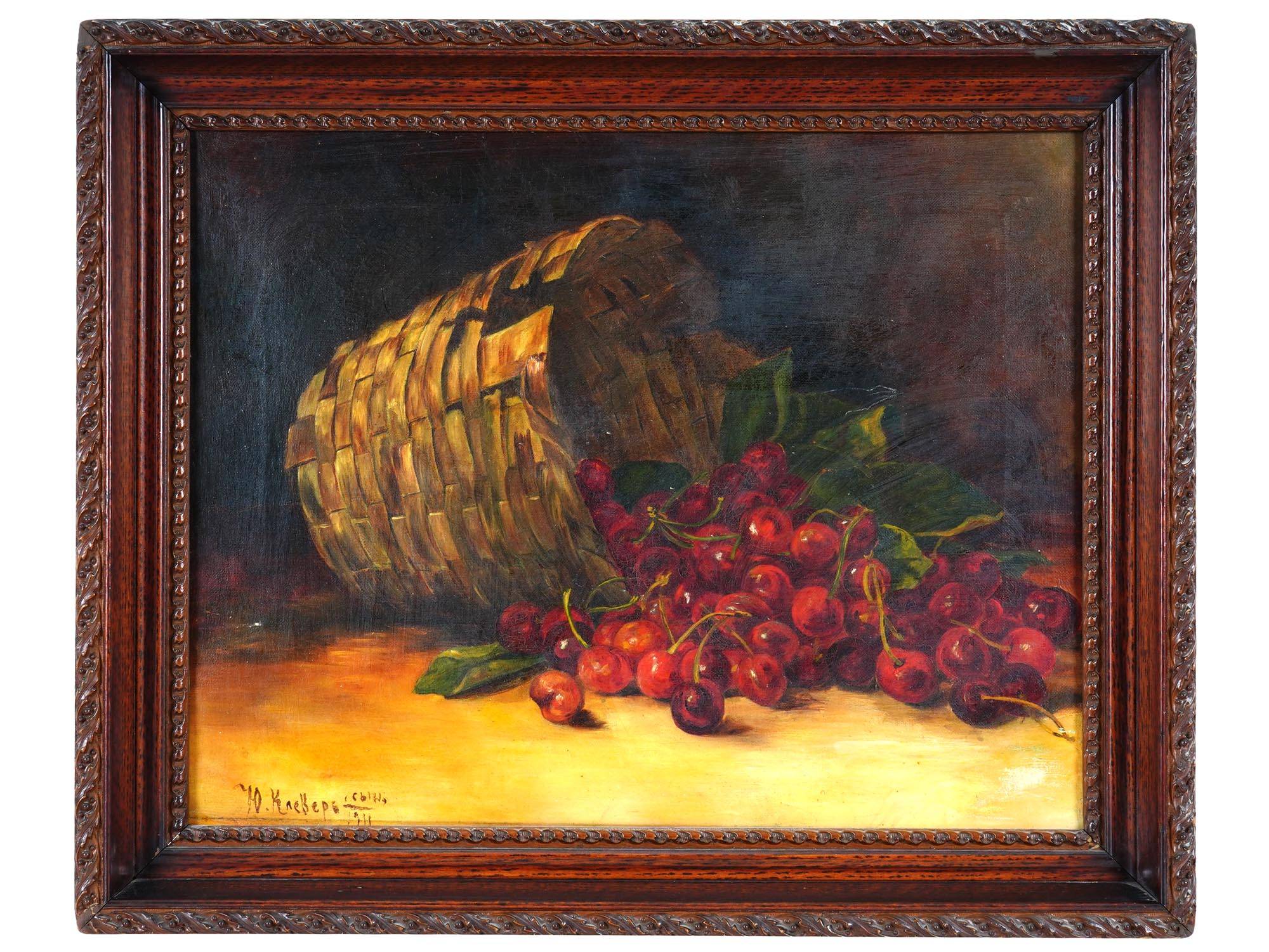 RUSSIAN STILL LIFE OIL PAINTING BY JULIUS KLEVER JR PIC-0