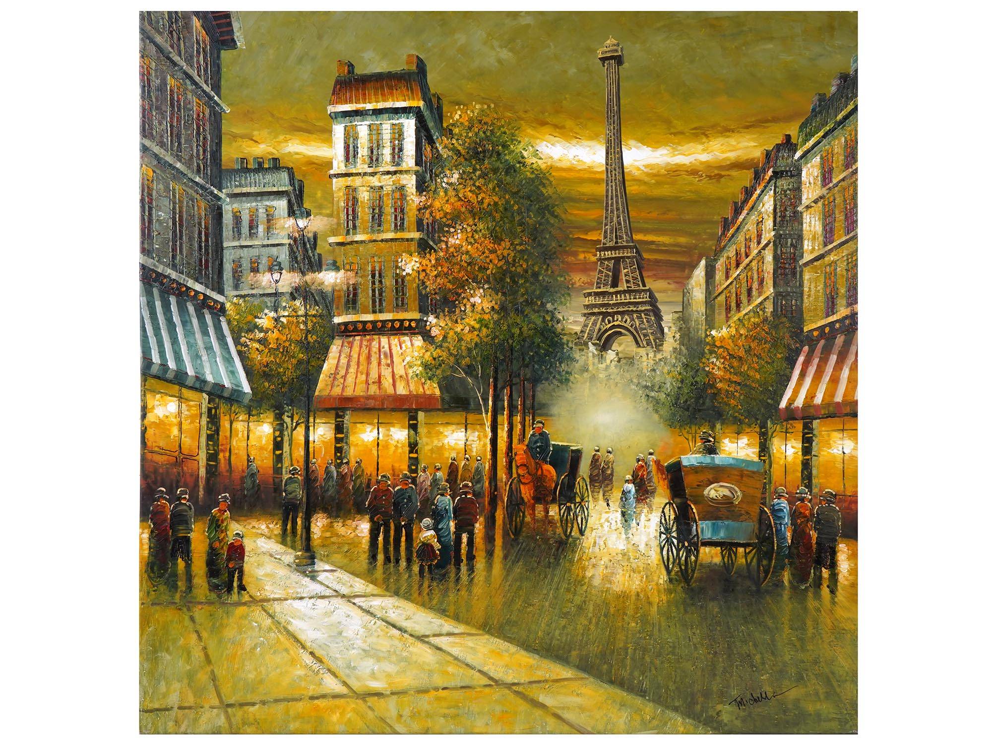 ACRYLIC PARIS CITYSCAPE PAINTING BY T CHELL PIC-0