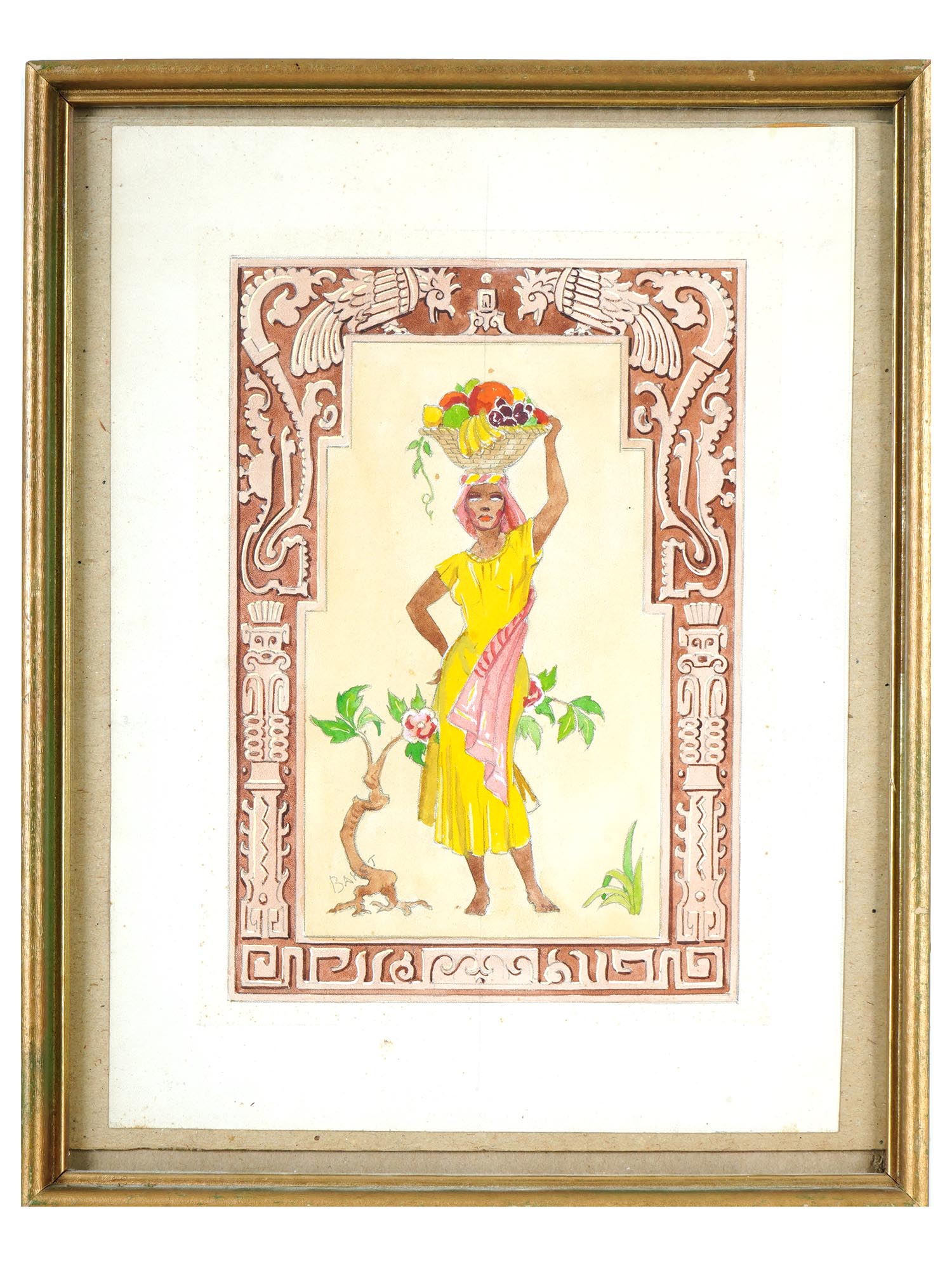 ANTIQUE RUSSIAN WATERCOLOR PAINTING BY LEON BAKST PIC-0