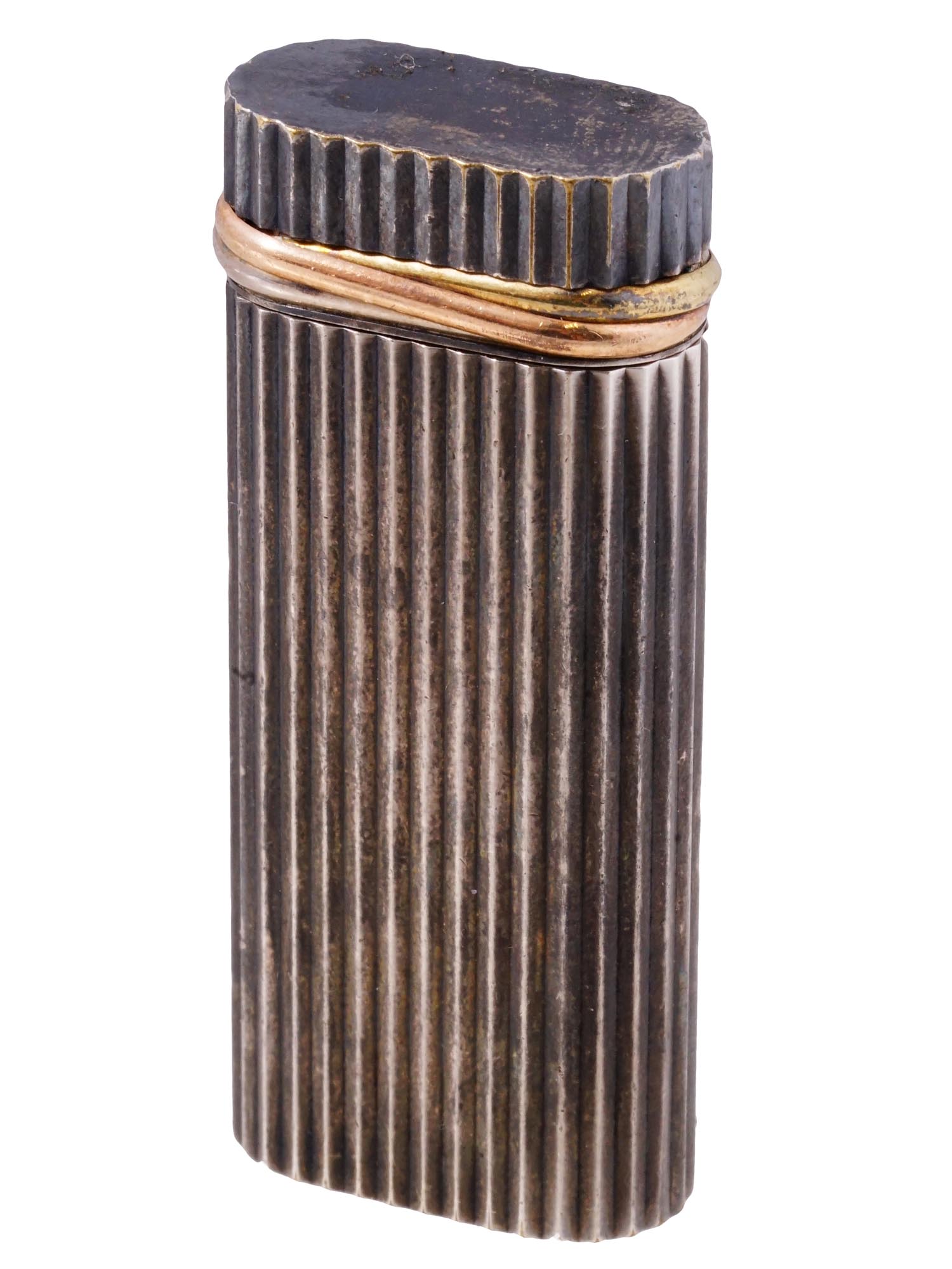 VINTAGE 1993 CARTIER PARIS GILDED RIBBED LIGHTER PIC-0