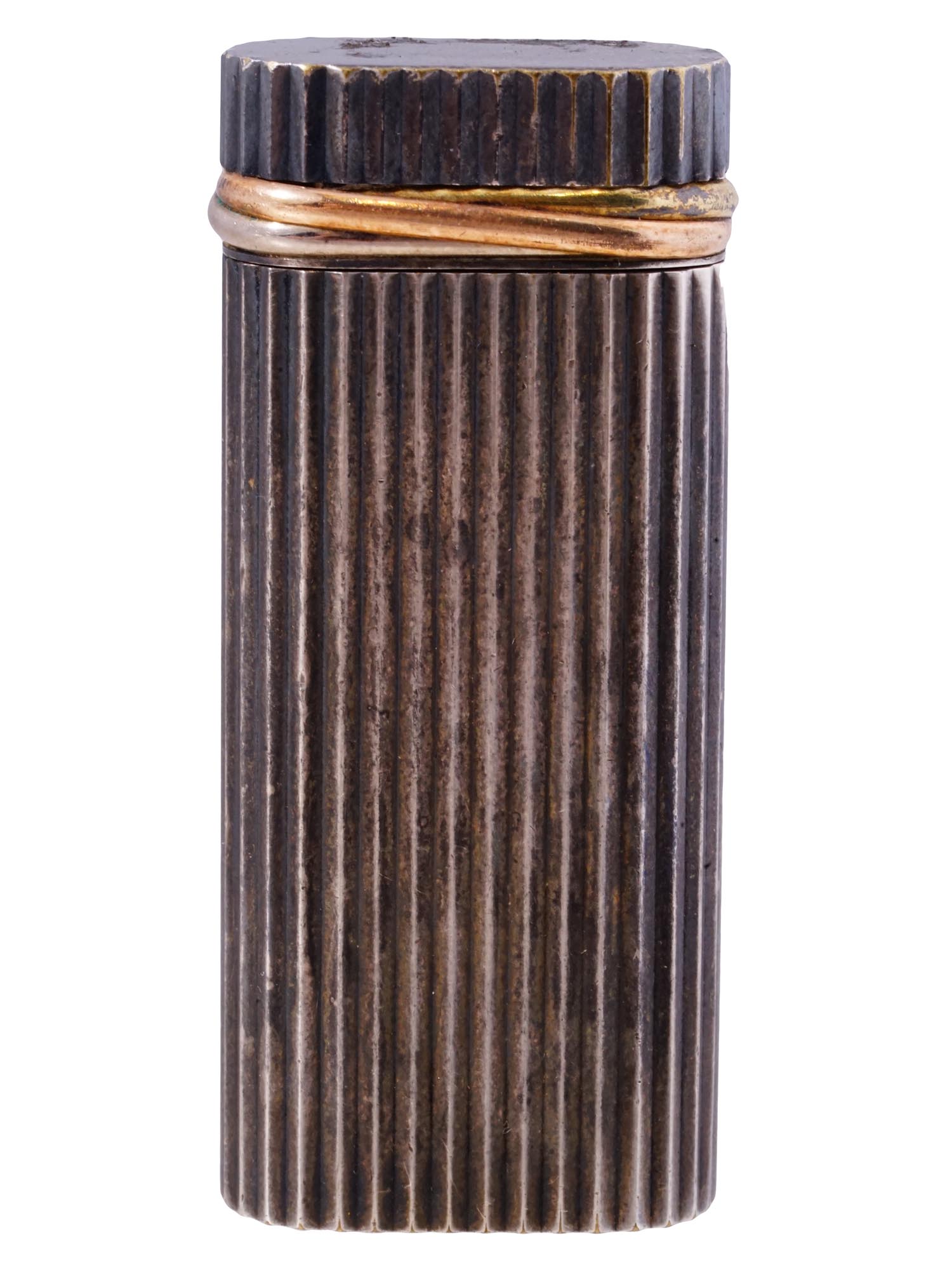 VINTAGE 1993 CARTIER PARIS GILDED RIBBED LIGHTER PIC-1