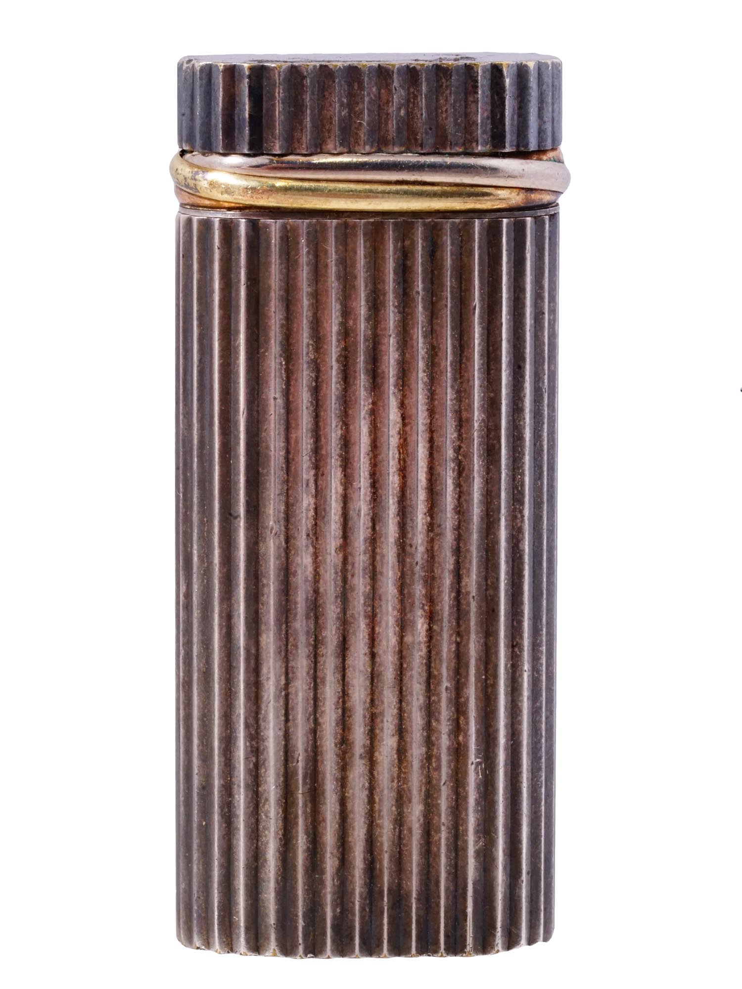 VINTAGE 1993 CARTIER PARIS GILDED RIBBED LIGHTER PIC-3