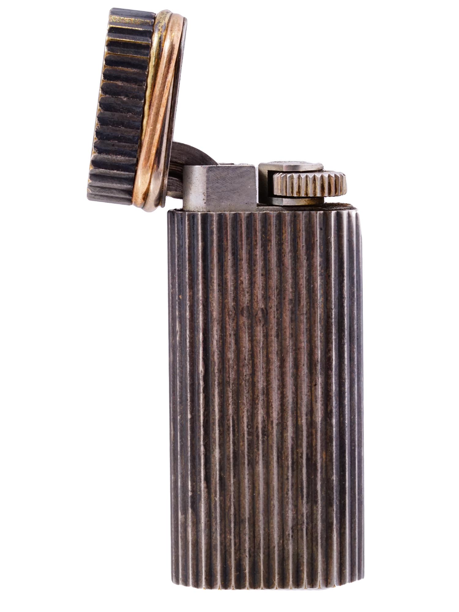 VINTAGE 1993 CARTIER PARIS GILDED RIBBED LIGHTER PIC-5