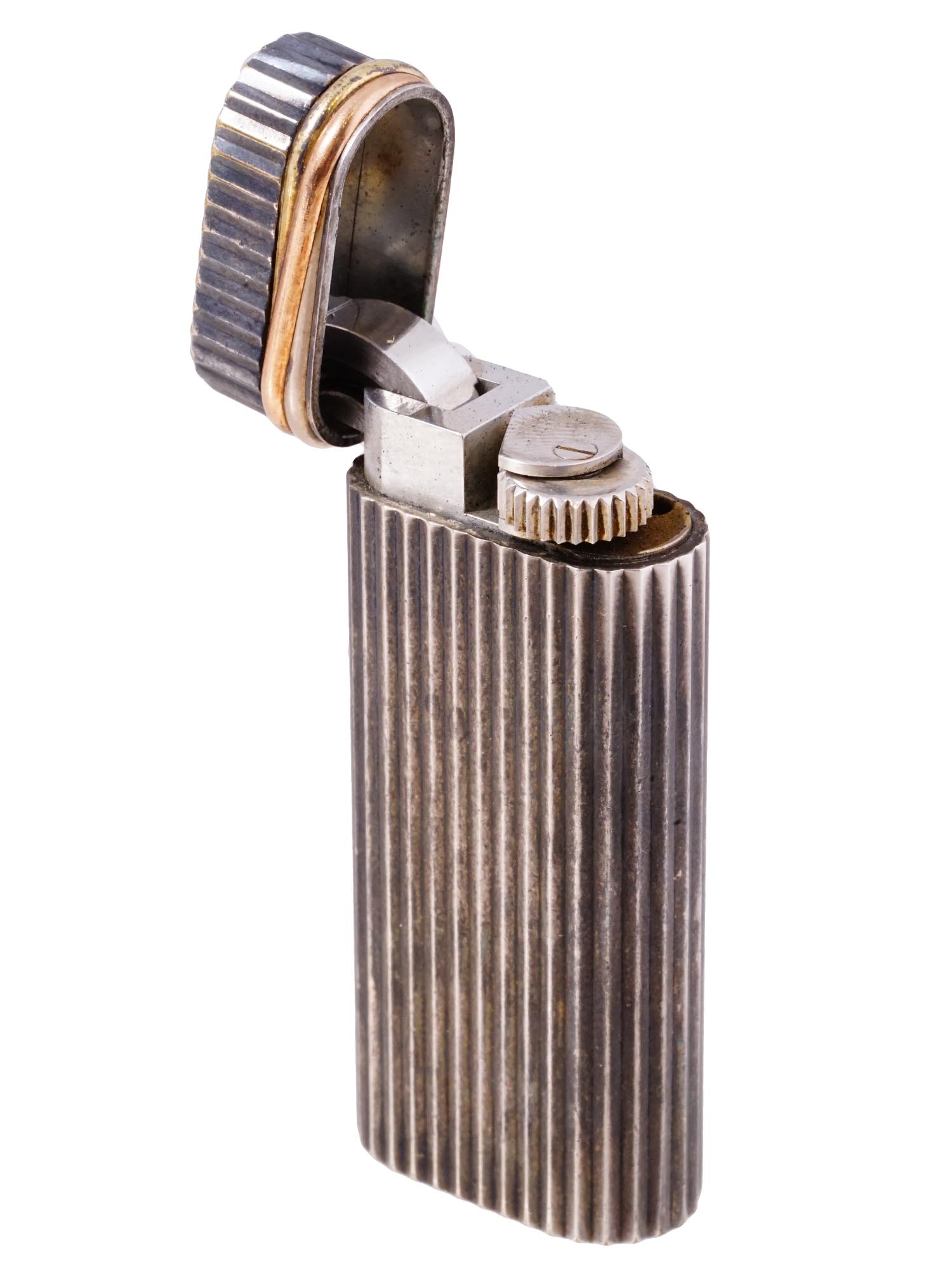 VINTAGE 1993 CARTIER PARIS GILDED RIBBED LIGHTER PIC-6