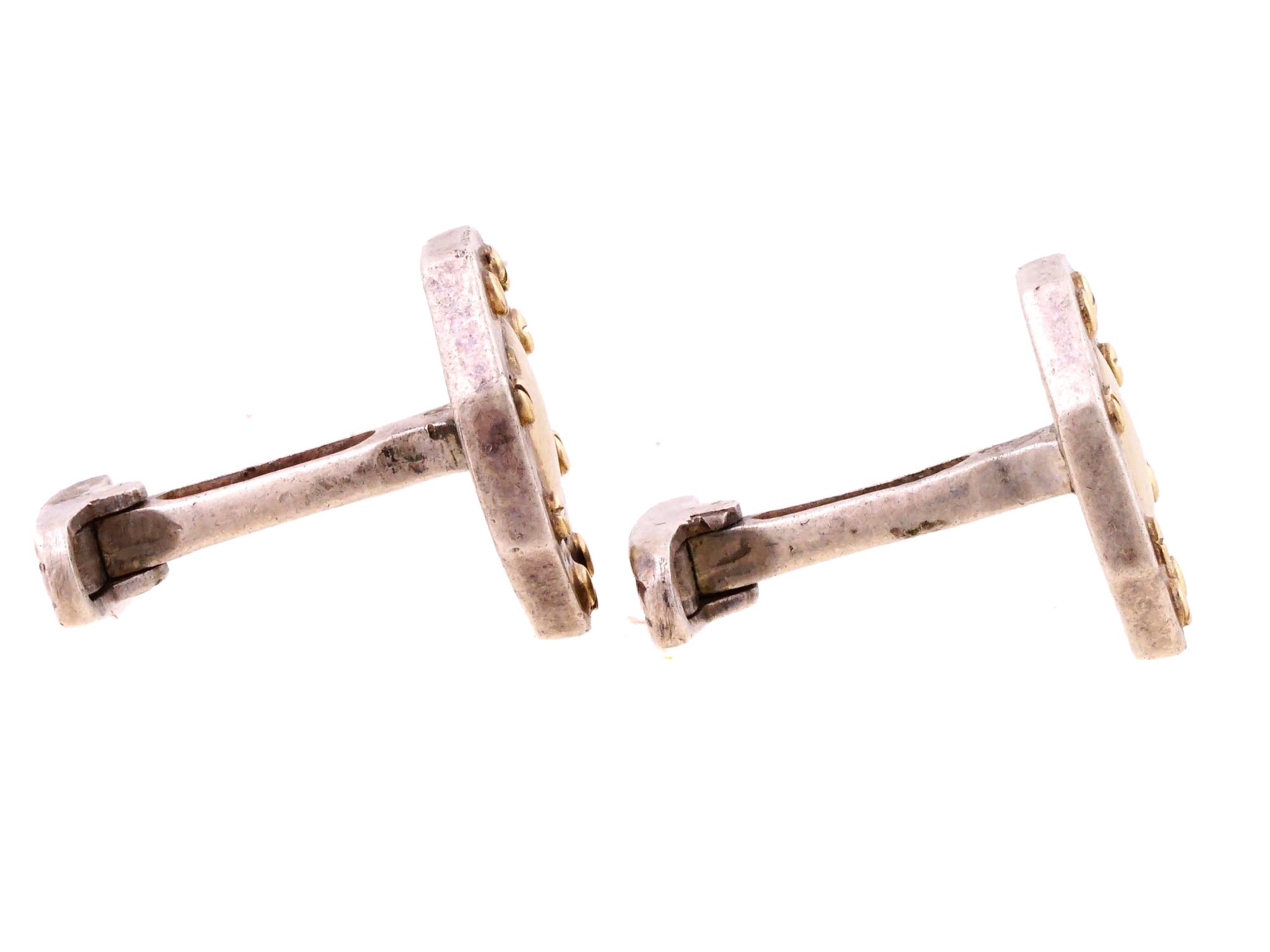 CARTIER STERLING SILVER AND 18K GOLD CUFFLINKS PIC-3