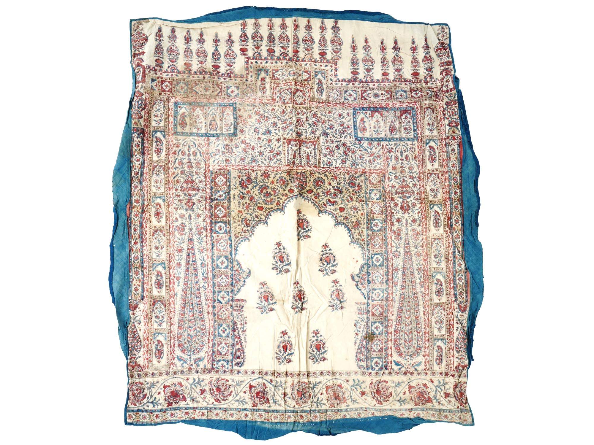 CLASSIC ANTIQUE PERSIAN KALAMKARI COTTON TEXTILE PIC-1