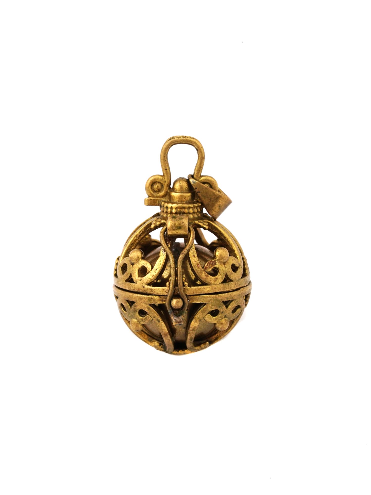 GILT BRONZE PENDANT PERFUME LOCKET WITH MUSIC BALL PIC-0