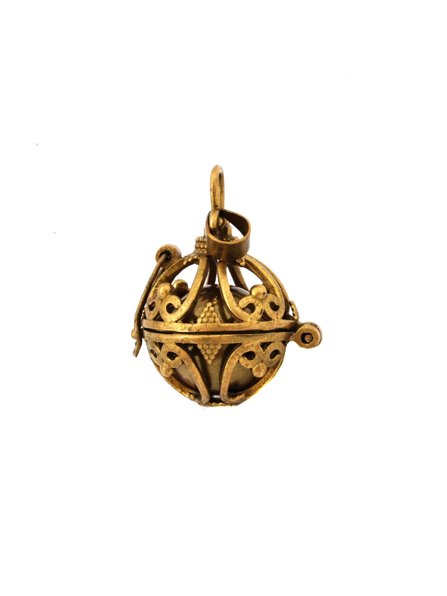 GILT BRONZE PENDANT PERFUME LOCKET WITH MUSIC BALL PIC-1