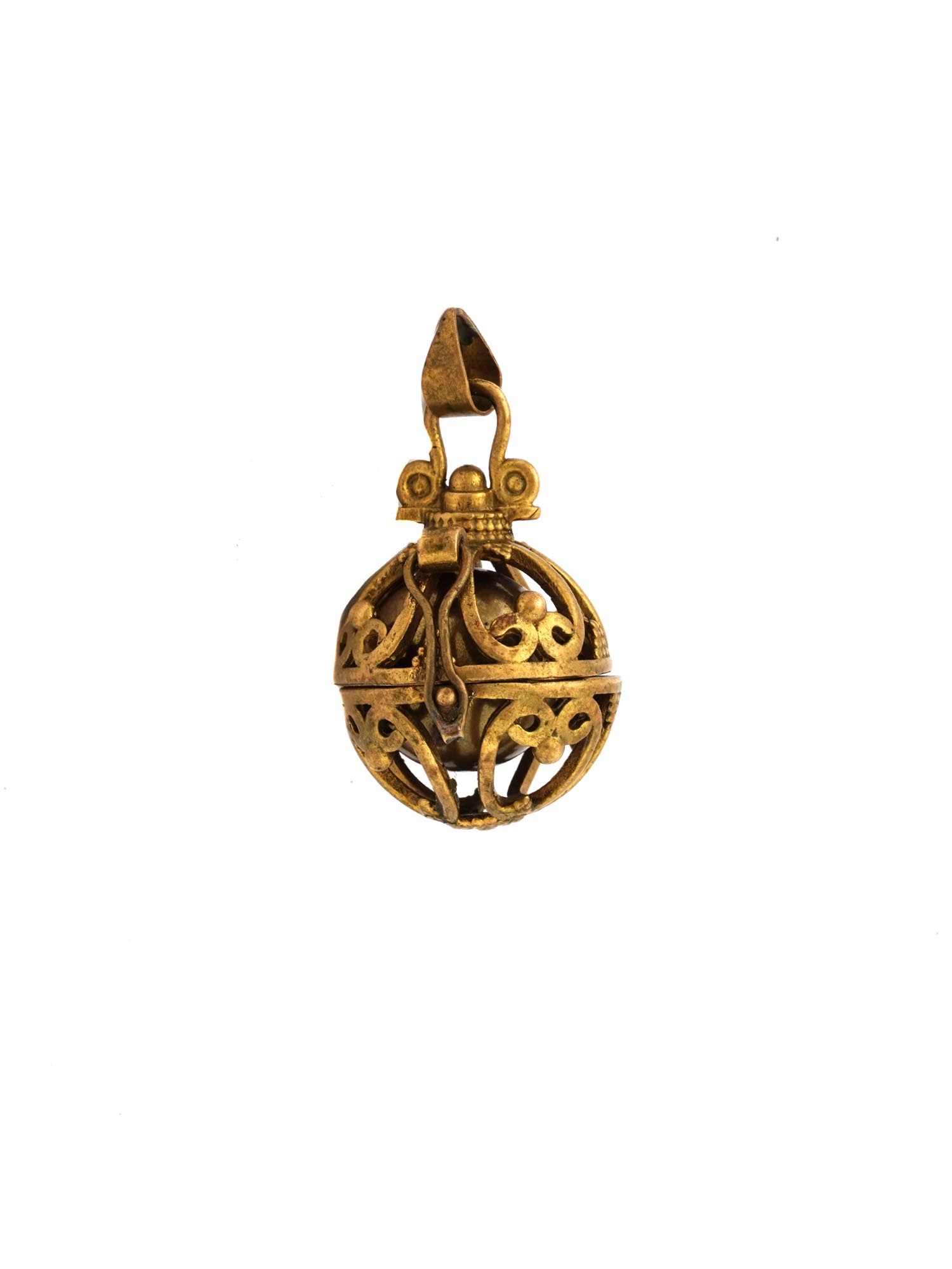 GILT BRONZE PENDANT PERFUME LOCKET WITH MUSIC BALL PIC-3