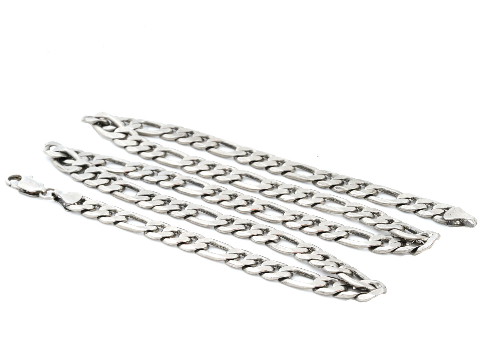 LONG CLASSIC STERLING SILVER FLAT LINK CHAIN PIC-1