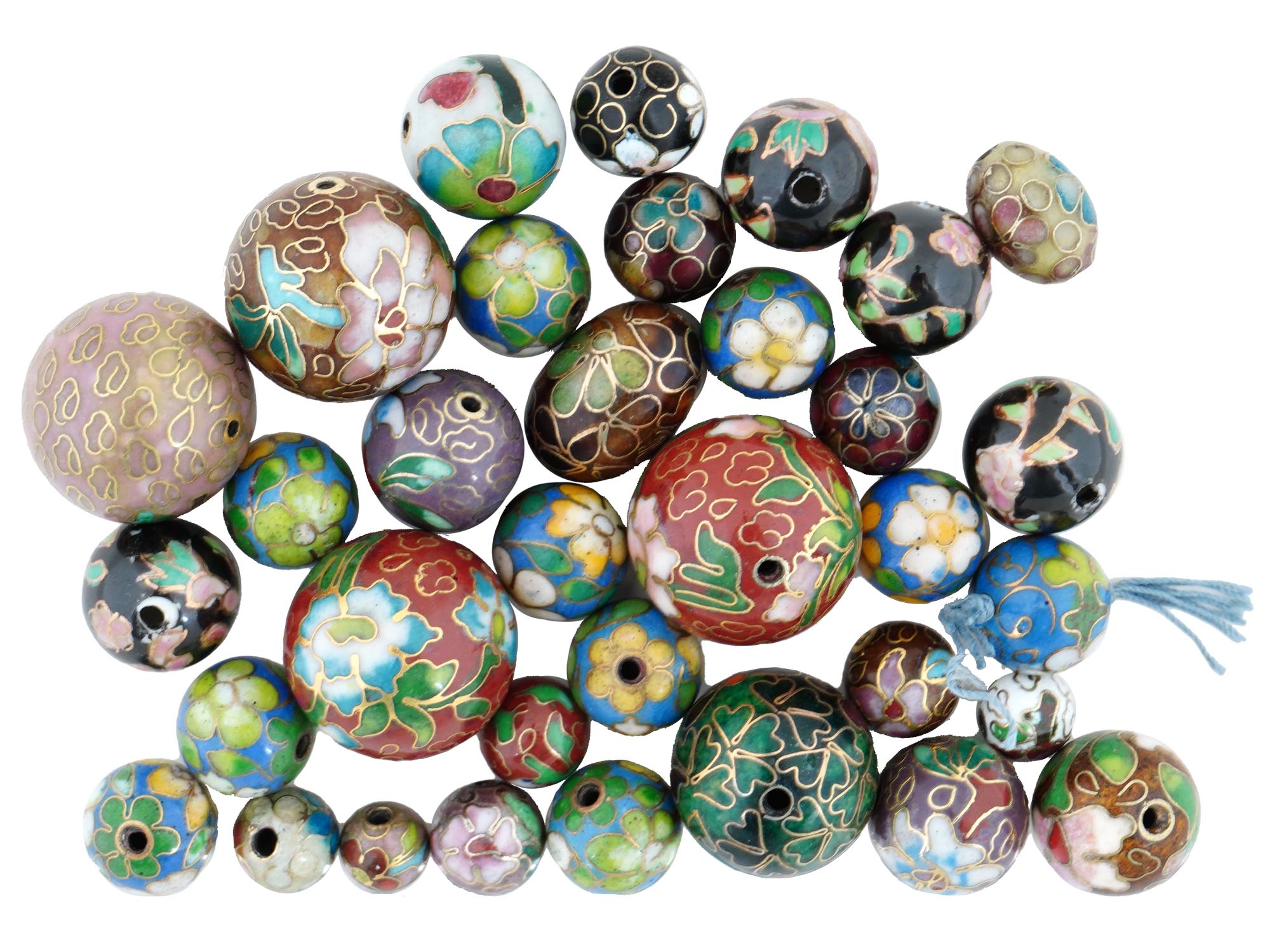 LARGE COLLECTION OF CHINESE CLOISONNE ENAMEL BEADS PIC-1