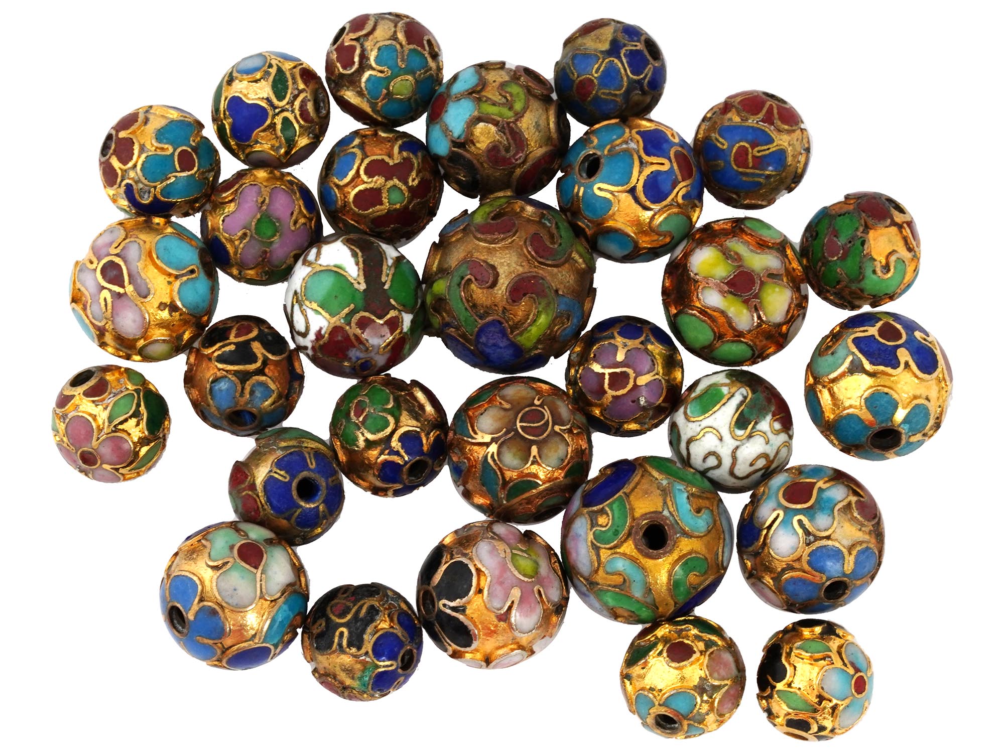 LARGE COLLECTION OF CHINESE CLOISONNE ENAMEL BEADS PIC-1