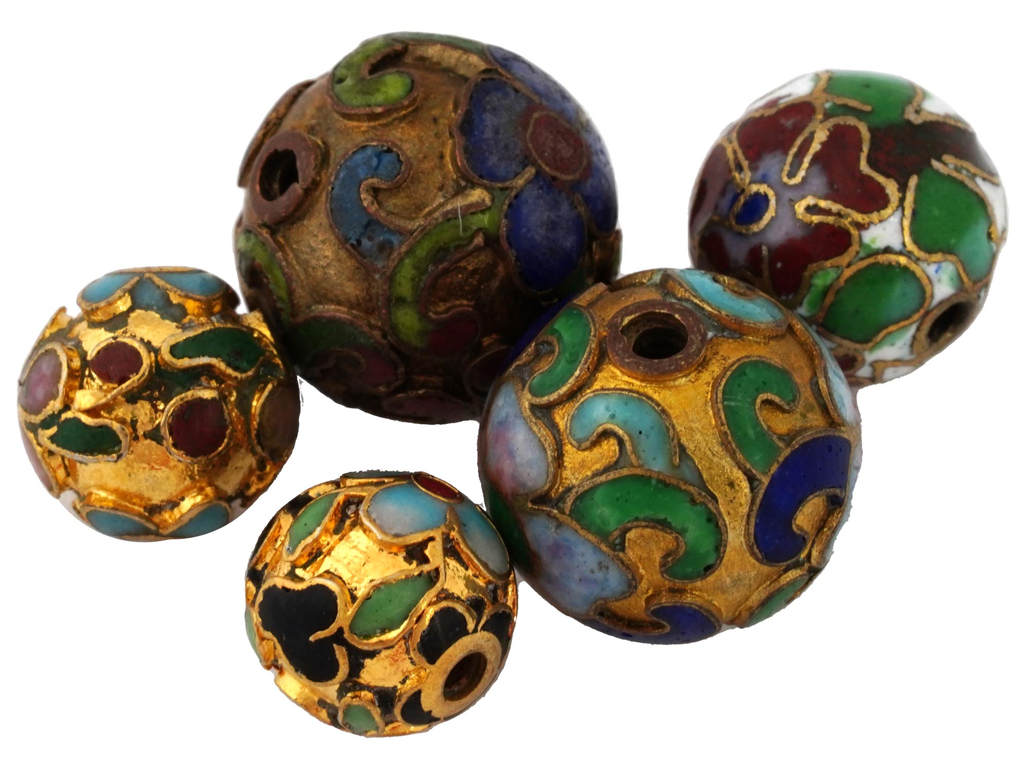 LARGE COLLECTION OF CHINESE CLOISONNE ENAMEL BEADS PIC-3