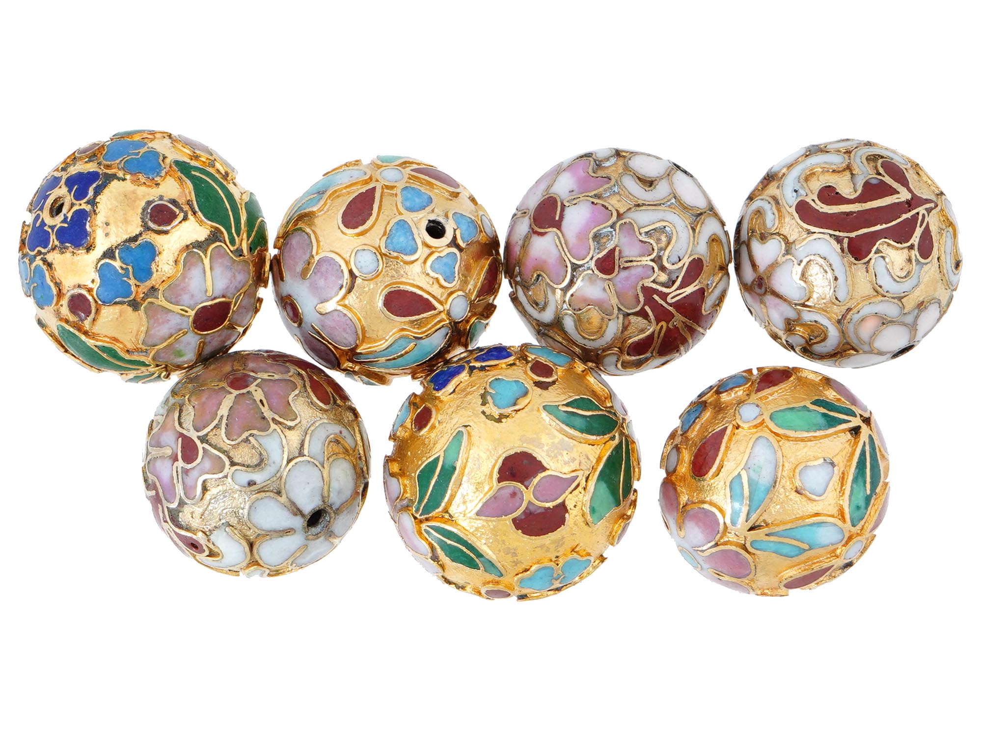 COLLECTION OF SEVEN CHINESE CLOISONNE ENAMEL BEADS PIC-0