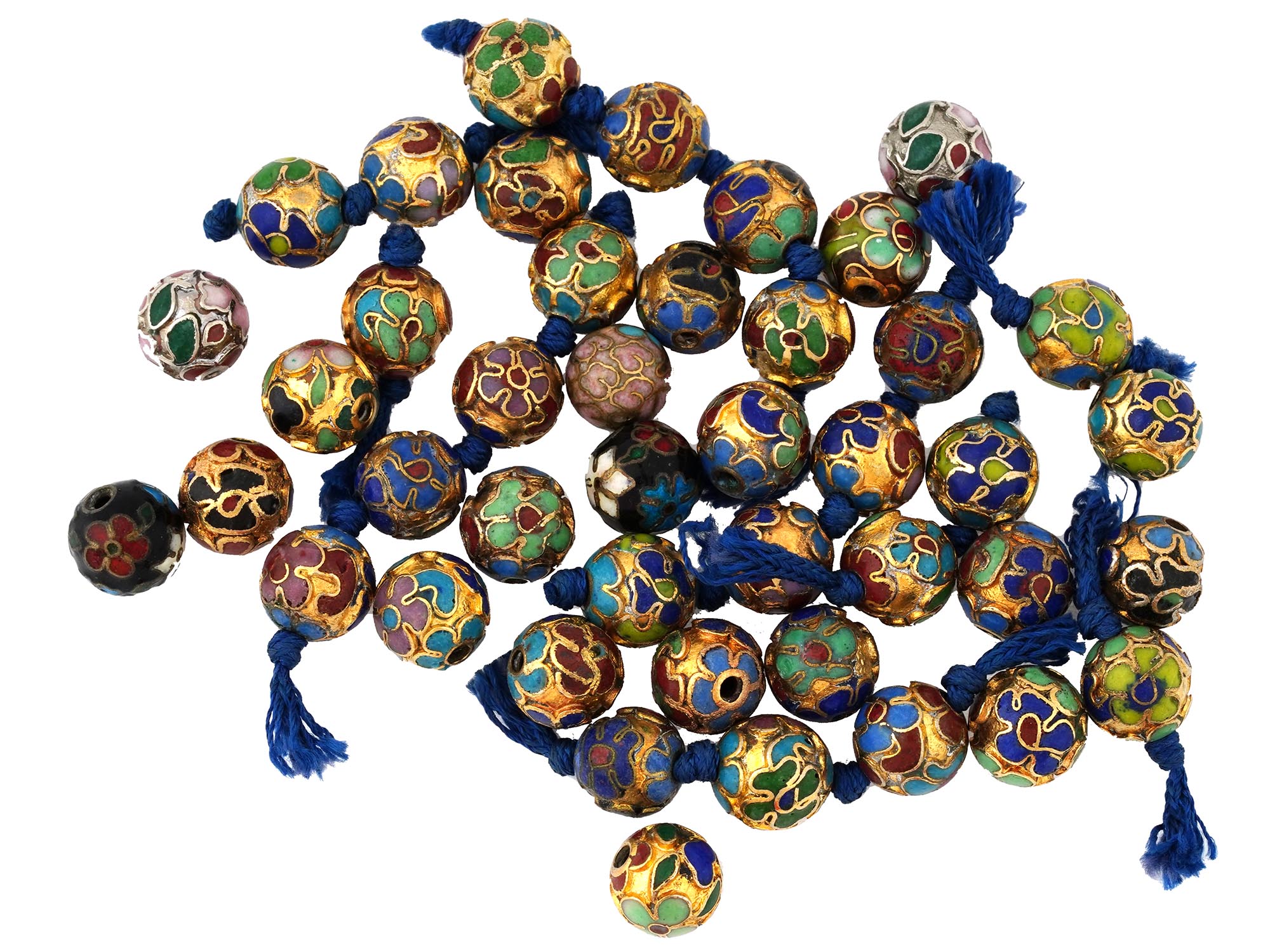 LARGE COLLECTION OF CHINESE CLOISONNE ENAMEL BEADS PIC-0