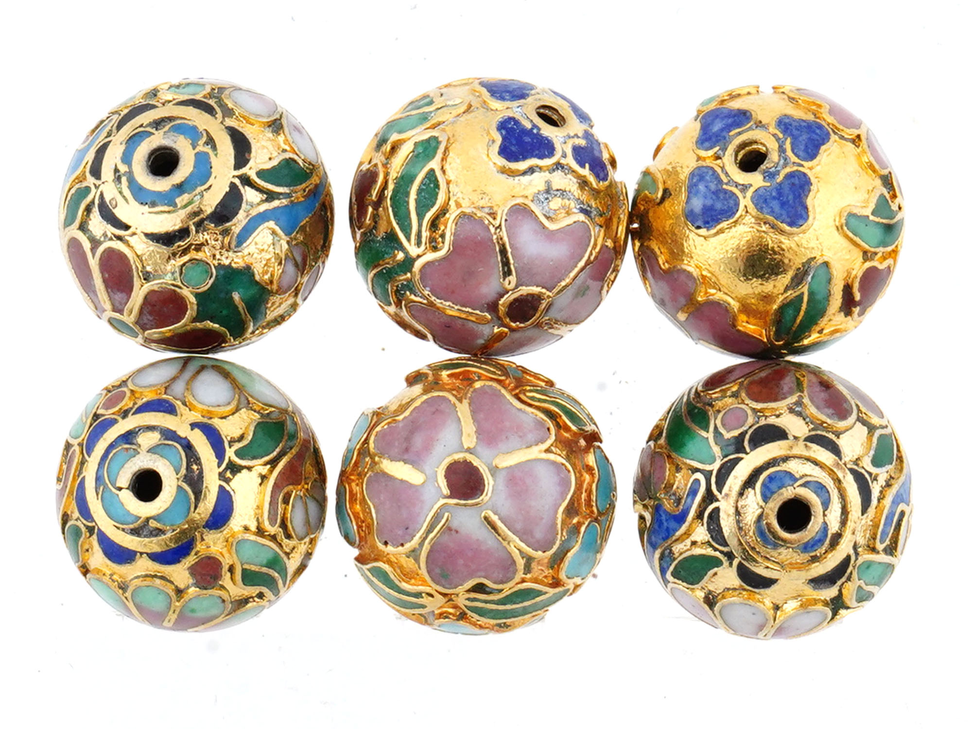 COLLECTION OF CHINESE FLORAL CLOISONNE ENAMEL BEADS PIC-1