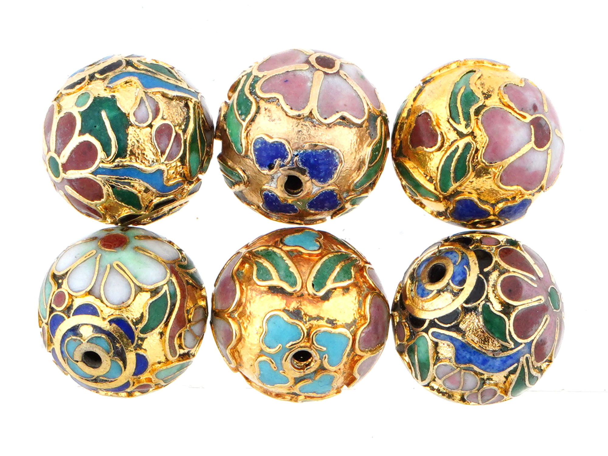 COLLECTION OF CHINESE FLORAL CLOISONNE ENAMEL BEADS PIC-0