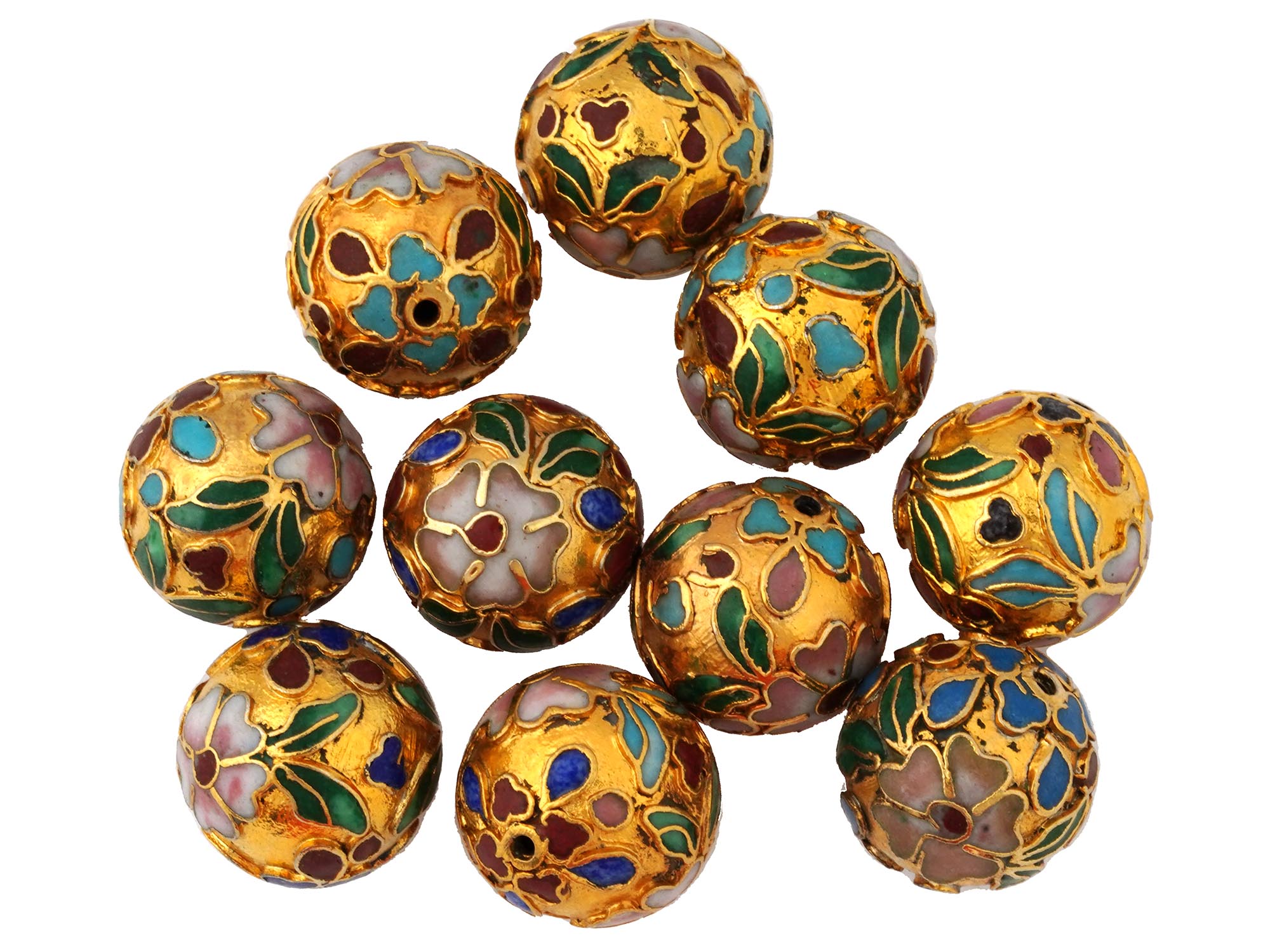 COLLECTION OF CHINESE FLORAL CLOISONNE ENAMEL BEADS PIC-1