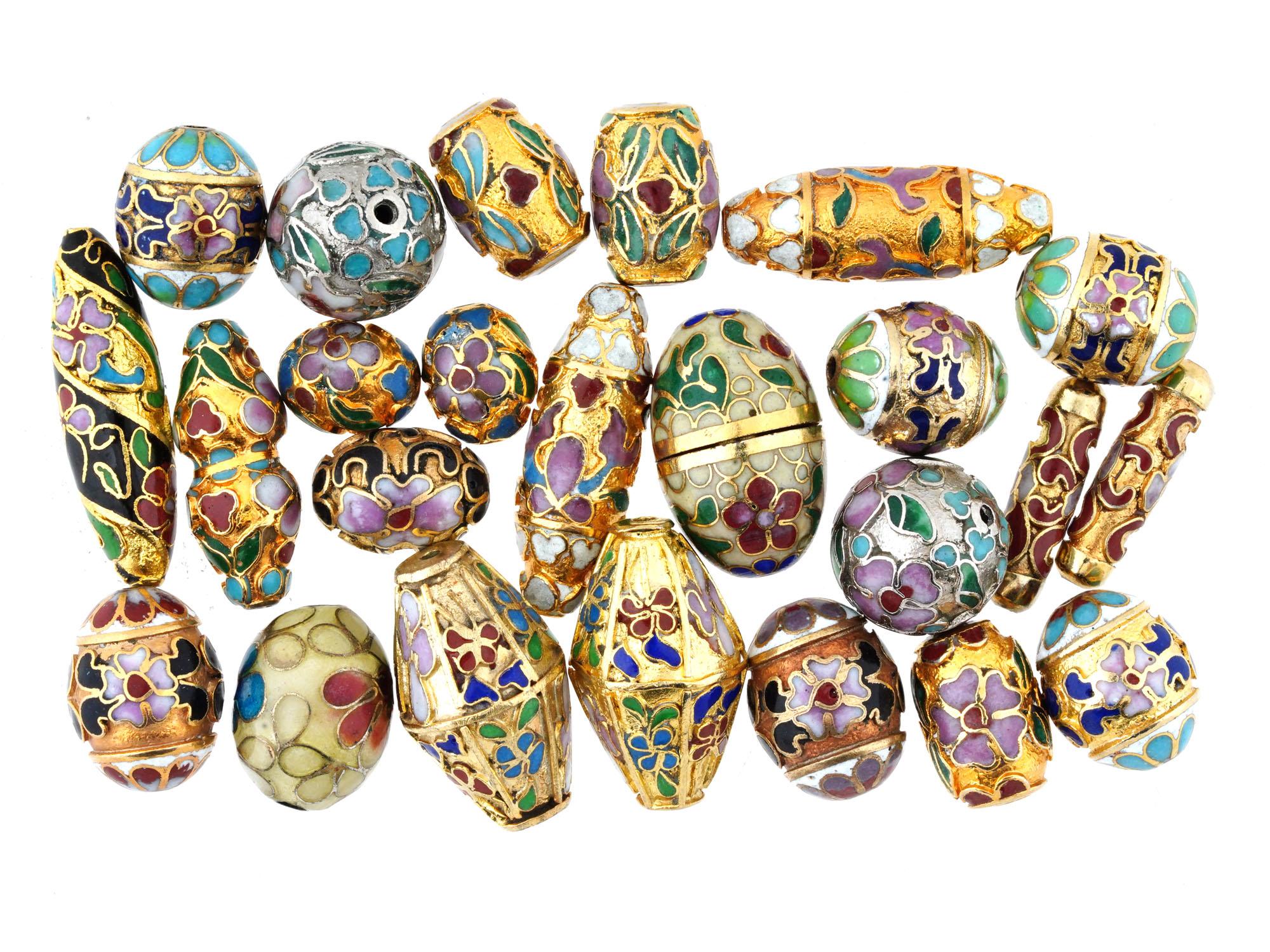 COLLECTION OF CHINESE FLORAL CLOISONNE ENAMEL BEADS PIC-0