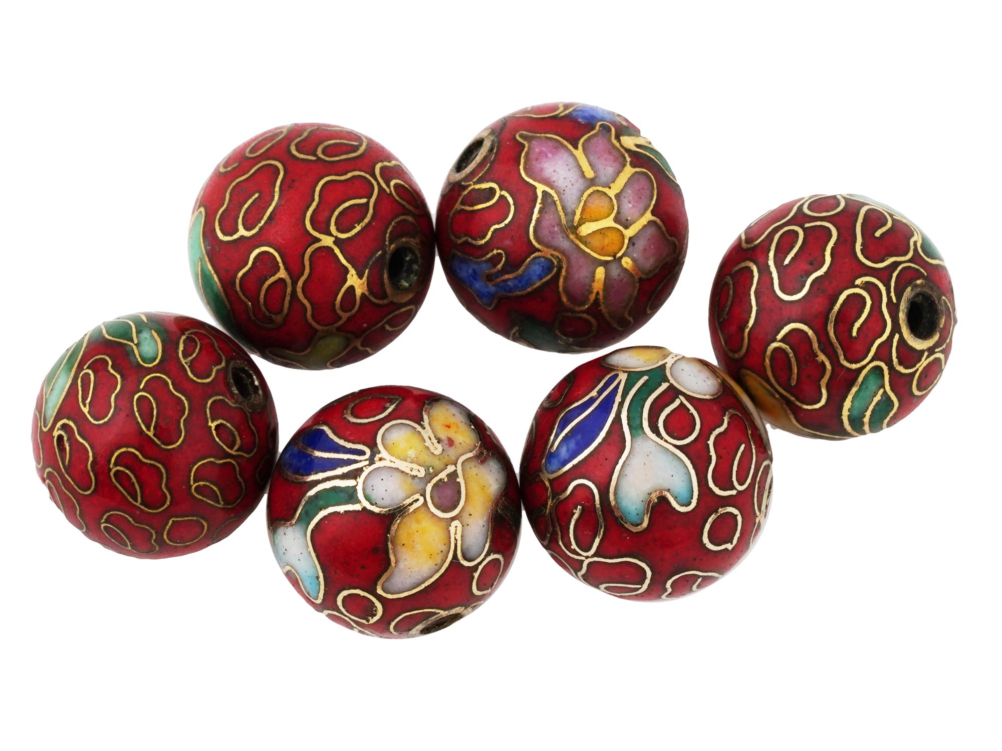 COLLECTION OF CHINESE FLORAL CLOISONNE ENAMEL BEADS PIC-2