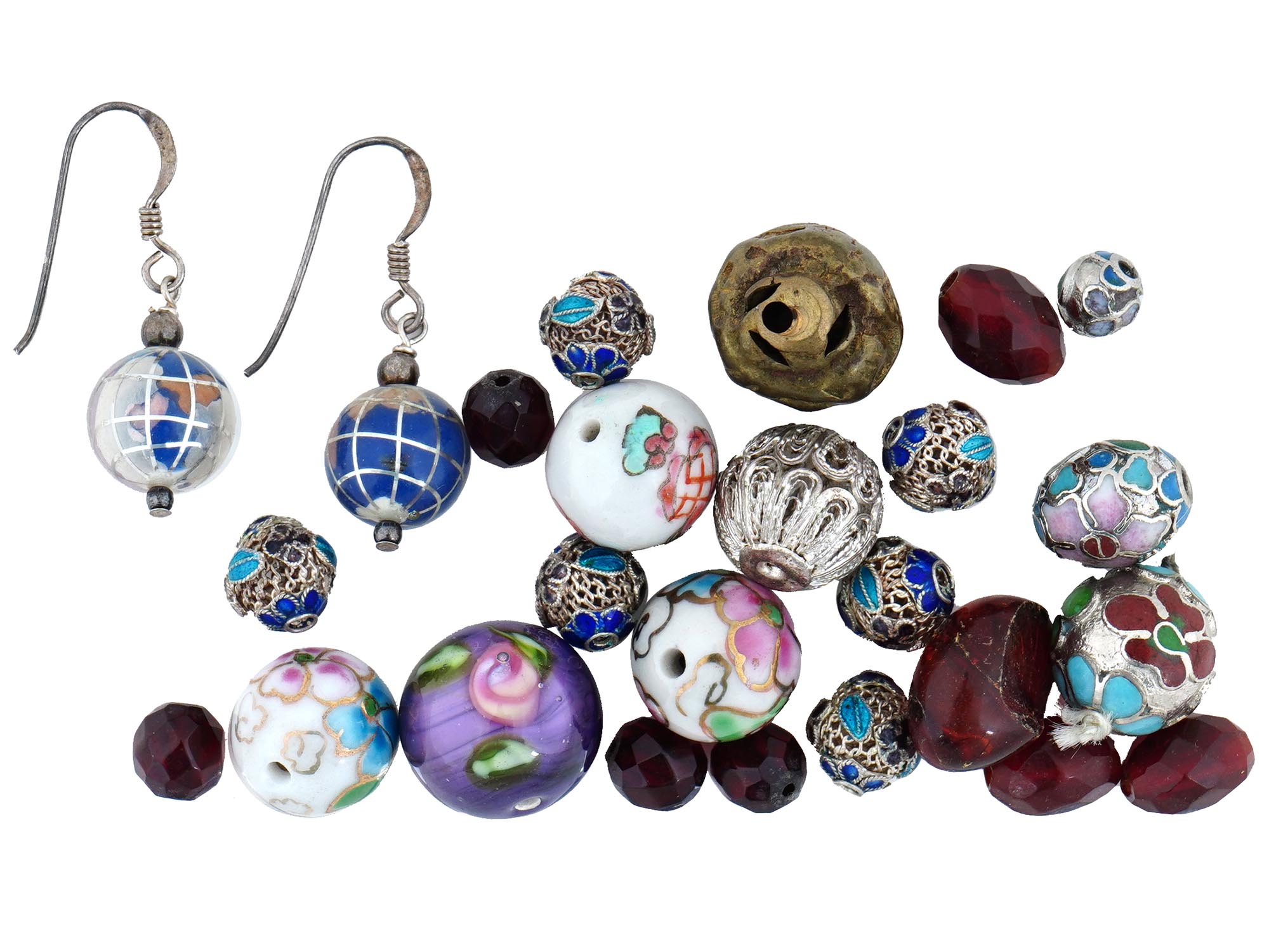 COLLECTION OF CHINESE CLOISONNE HAND ENAMEL BEADS PIC-0