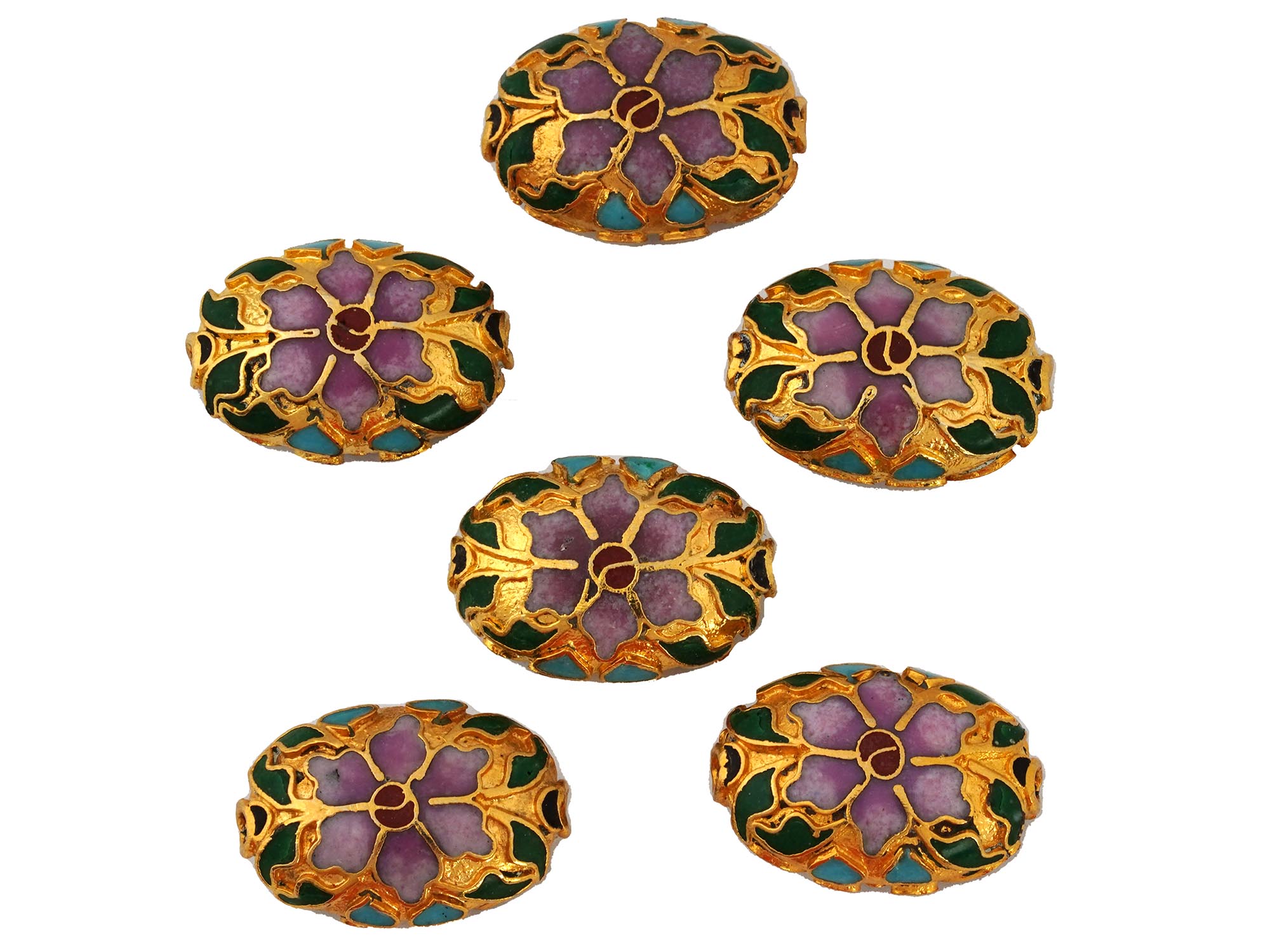 COLLECTION OF CHINESE FLORAL CLOISONNE ENAMEL BEADS PIC-2