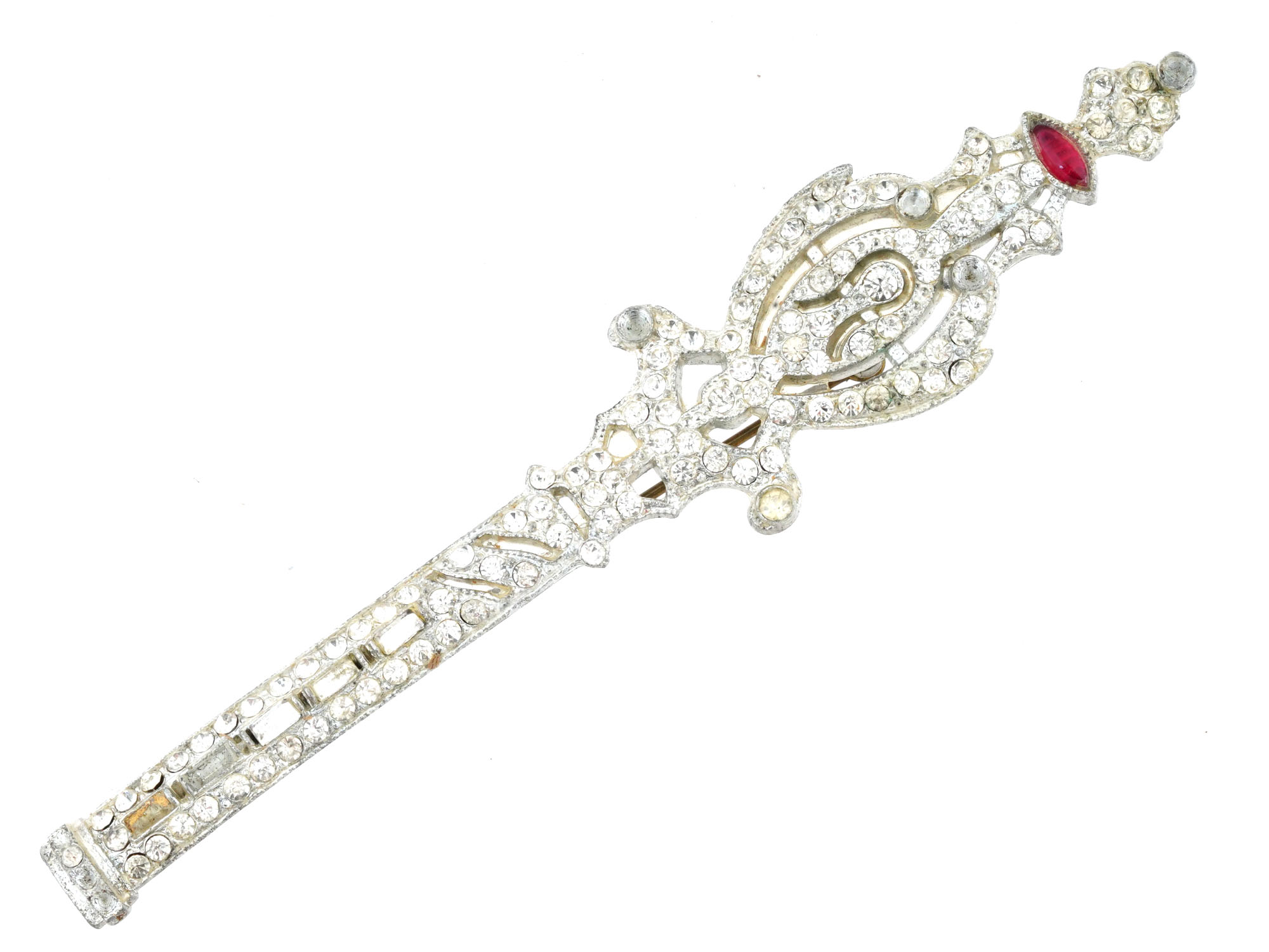 VINTAGE COSTUME JEWELRY SCEPTER BROOCH PIC-0