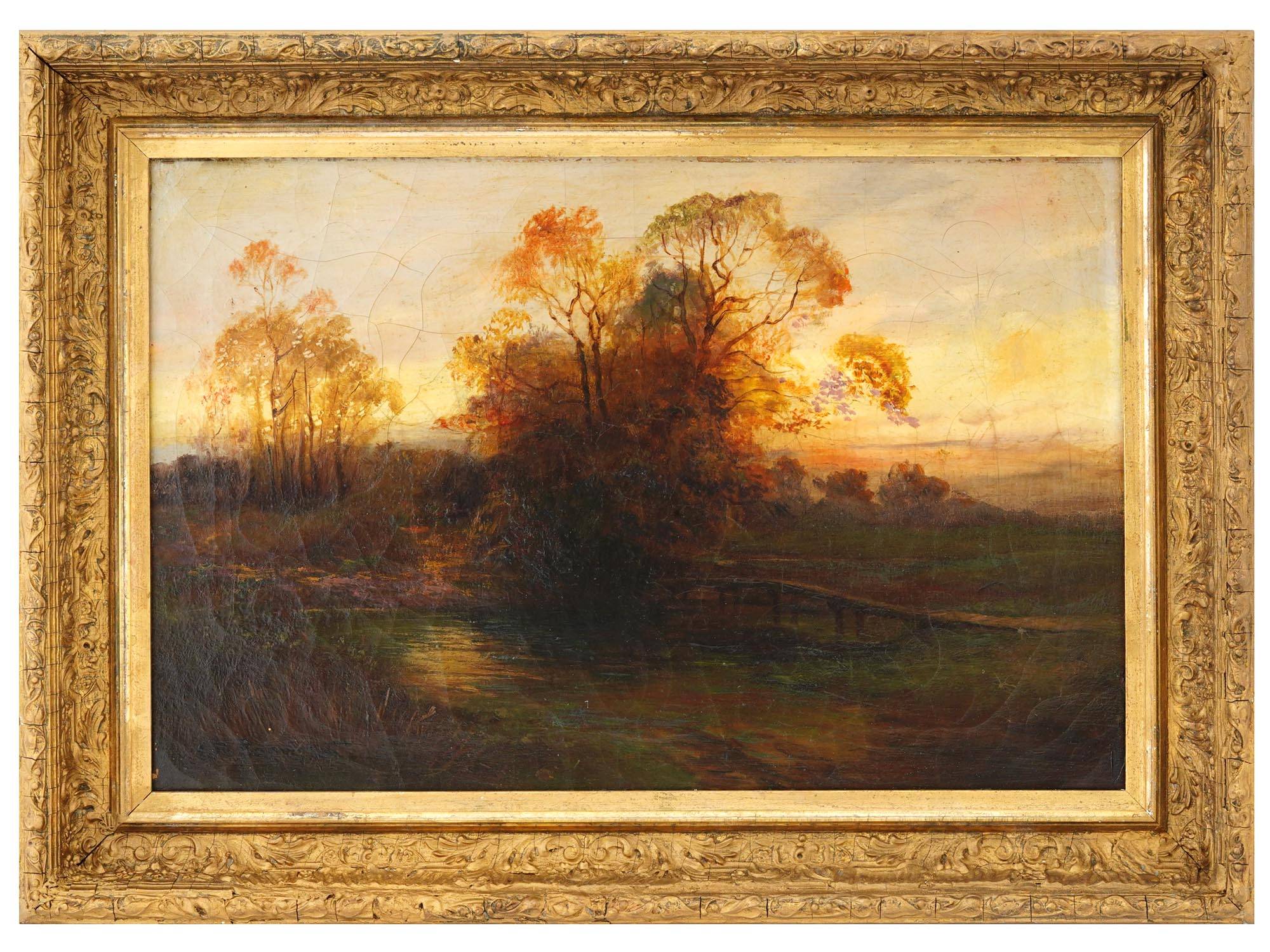 AMERICAN LANDSCAPE OIL PAINTING BY EDWARD M BANNISTER PIC-0
