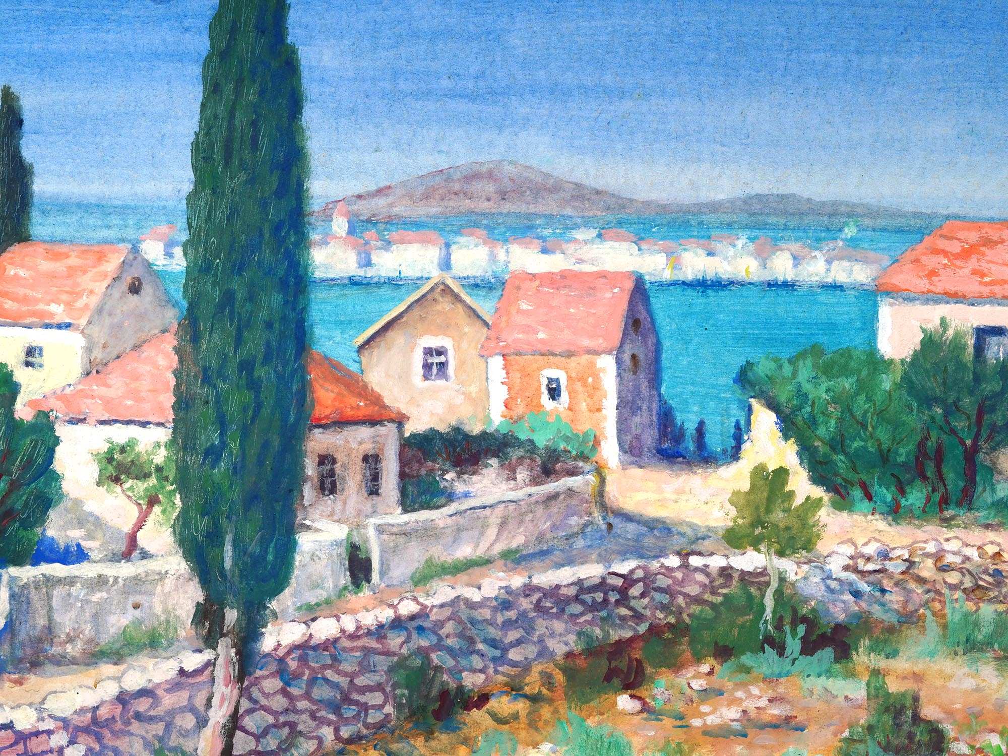 FRENCH COASTAL MIXED MEDIA PAINTING BY ALBERT MARQUET PIC-1