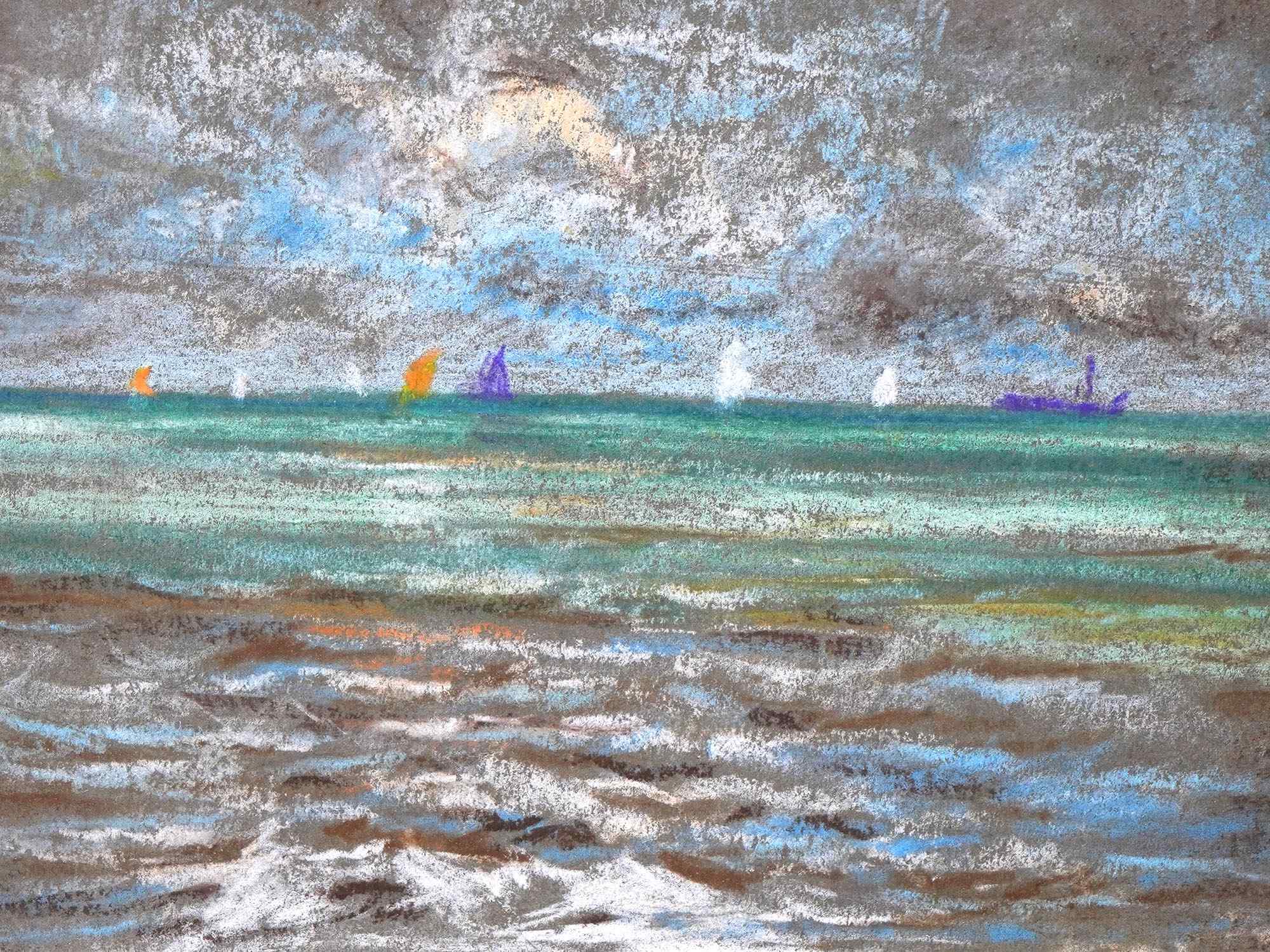 SEASCAPE PASTEL PAINTING BY JAMES MCNEILL WHISTLER PIC-1