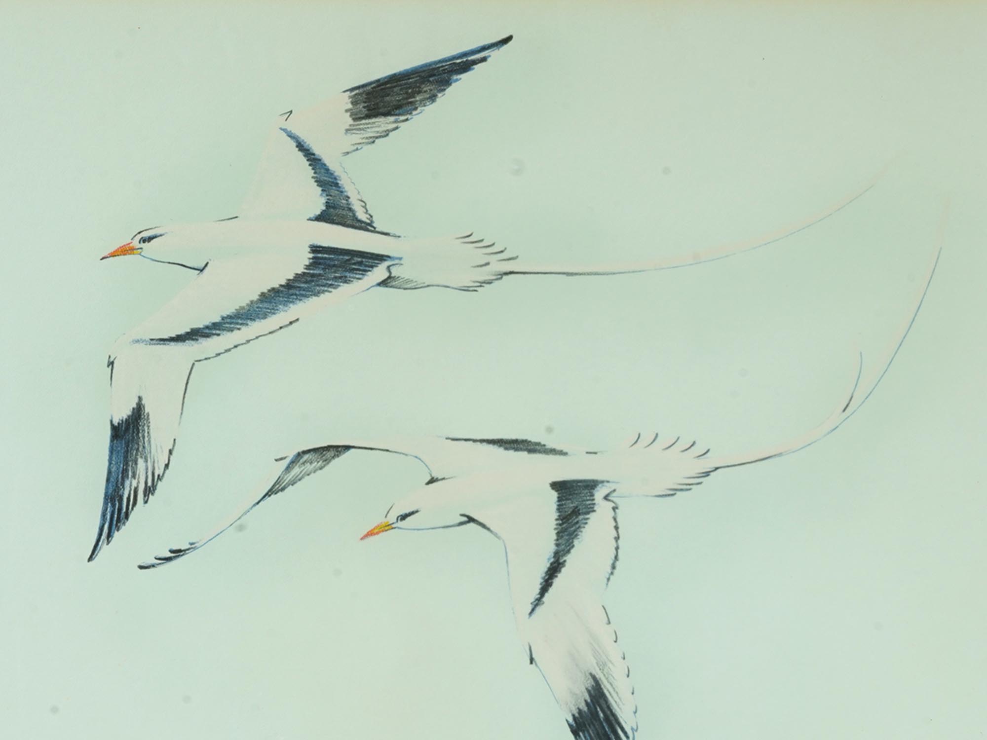1980S AMERICAN COLOR LITHOGRAPH SEAGULLS SIGNED PIC-1